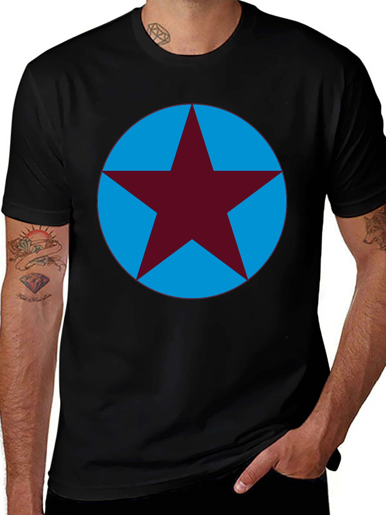 Star Circle Graphic Tee - Casual Cotton T-Shirt