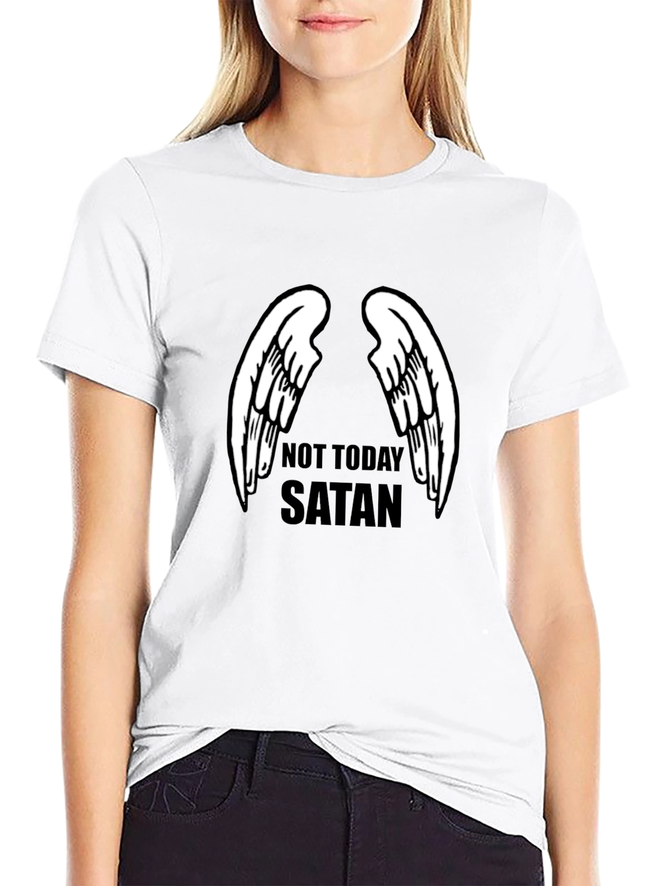 Not Today Satan Angel Wings Graphic Tee