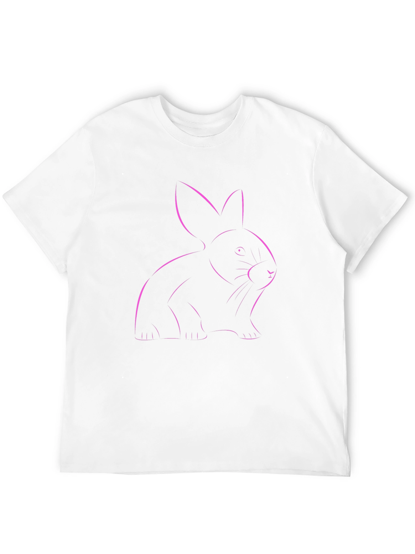 Pink Rabbit Outline Black T-Shirt