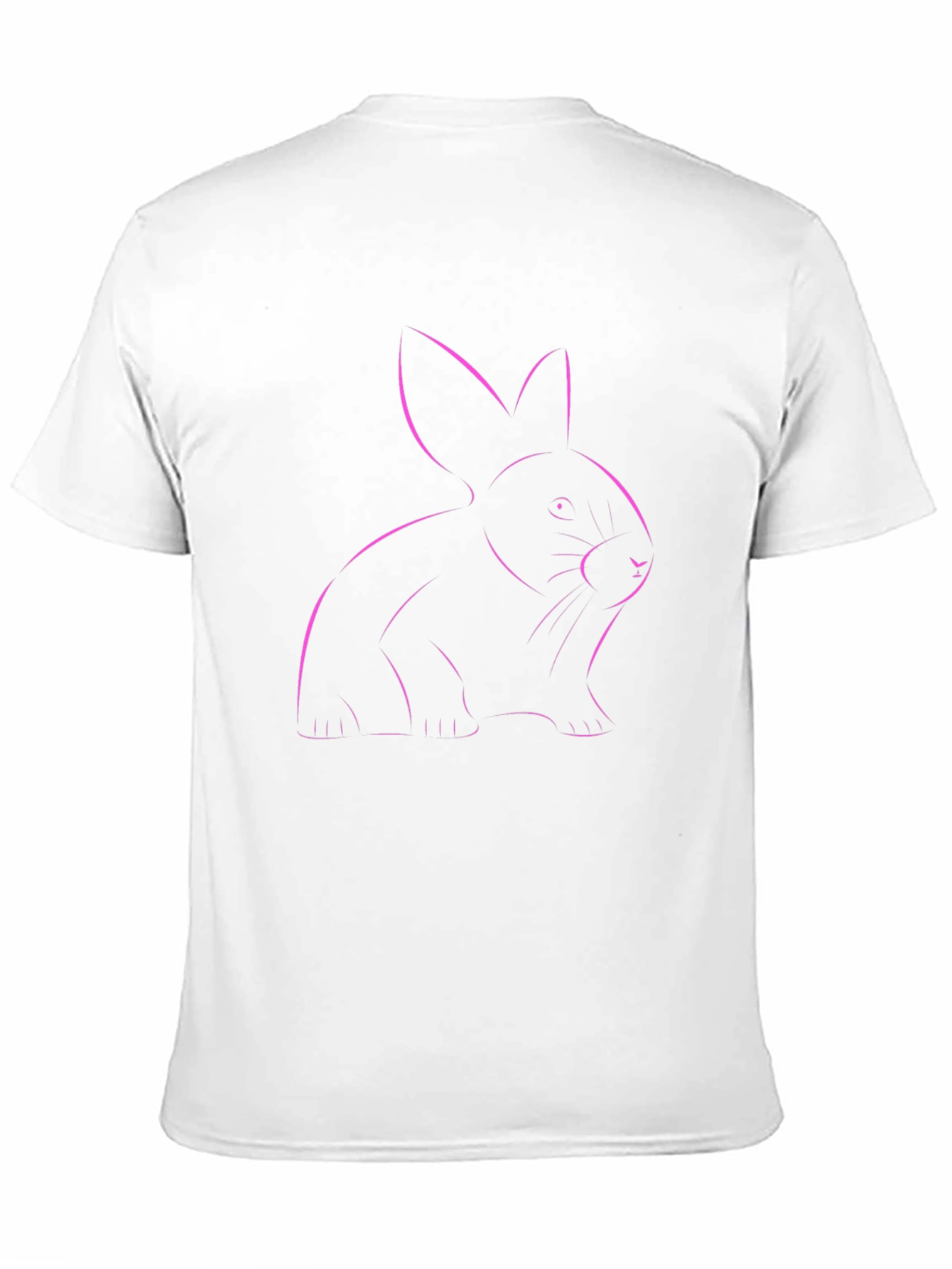 Pink Rabbit Outline Black T-Shirt