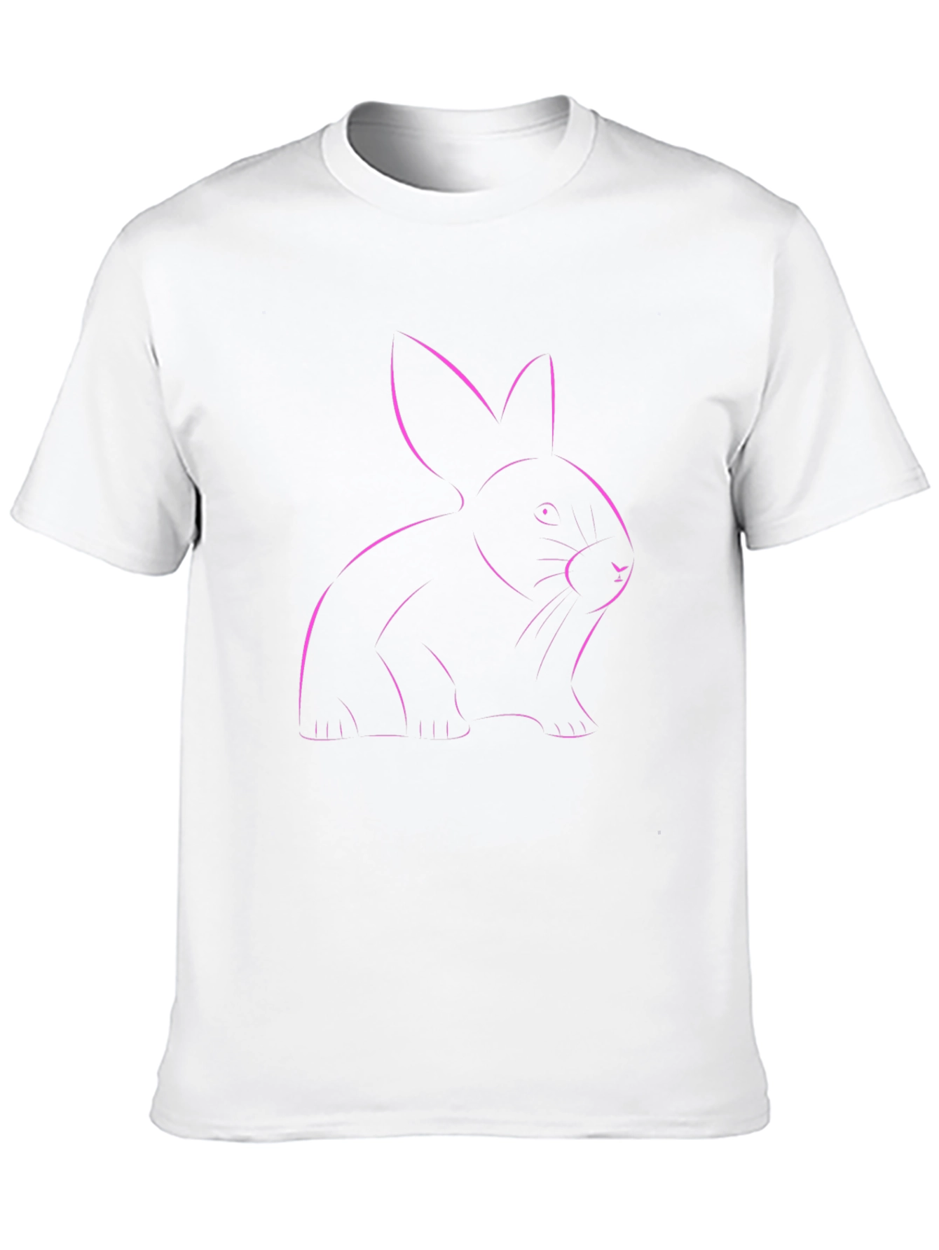 Pink Rabbit Outline Black T-Shirt