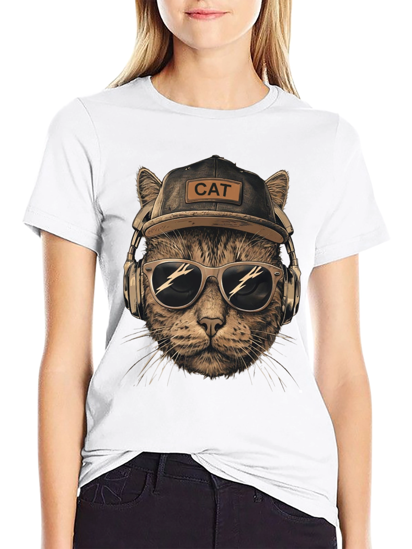 Cool Cat T-Shirt: DJ Cat with Headphones & Sunglasses