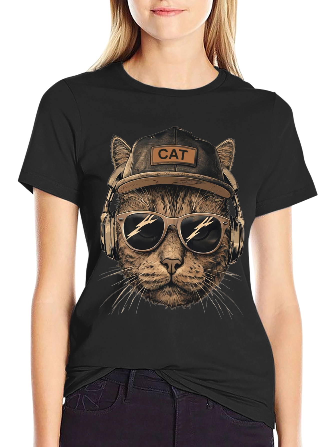 Cool Cat T-Shirt: DJ Cat with Headphones & Sunglasses