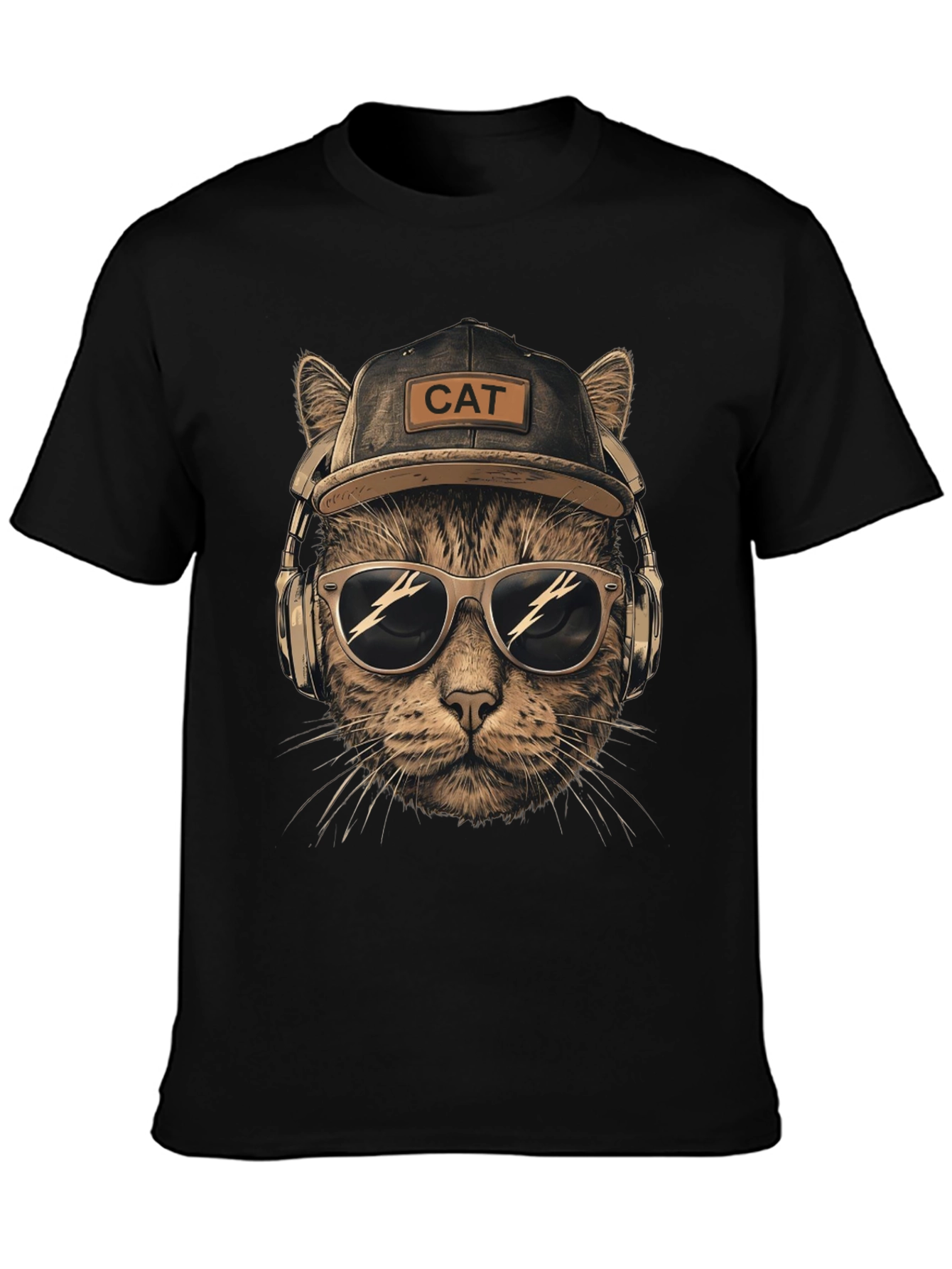 Cool Cat T-Shirt: DJ Cat with Headphones & Sunglasses