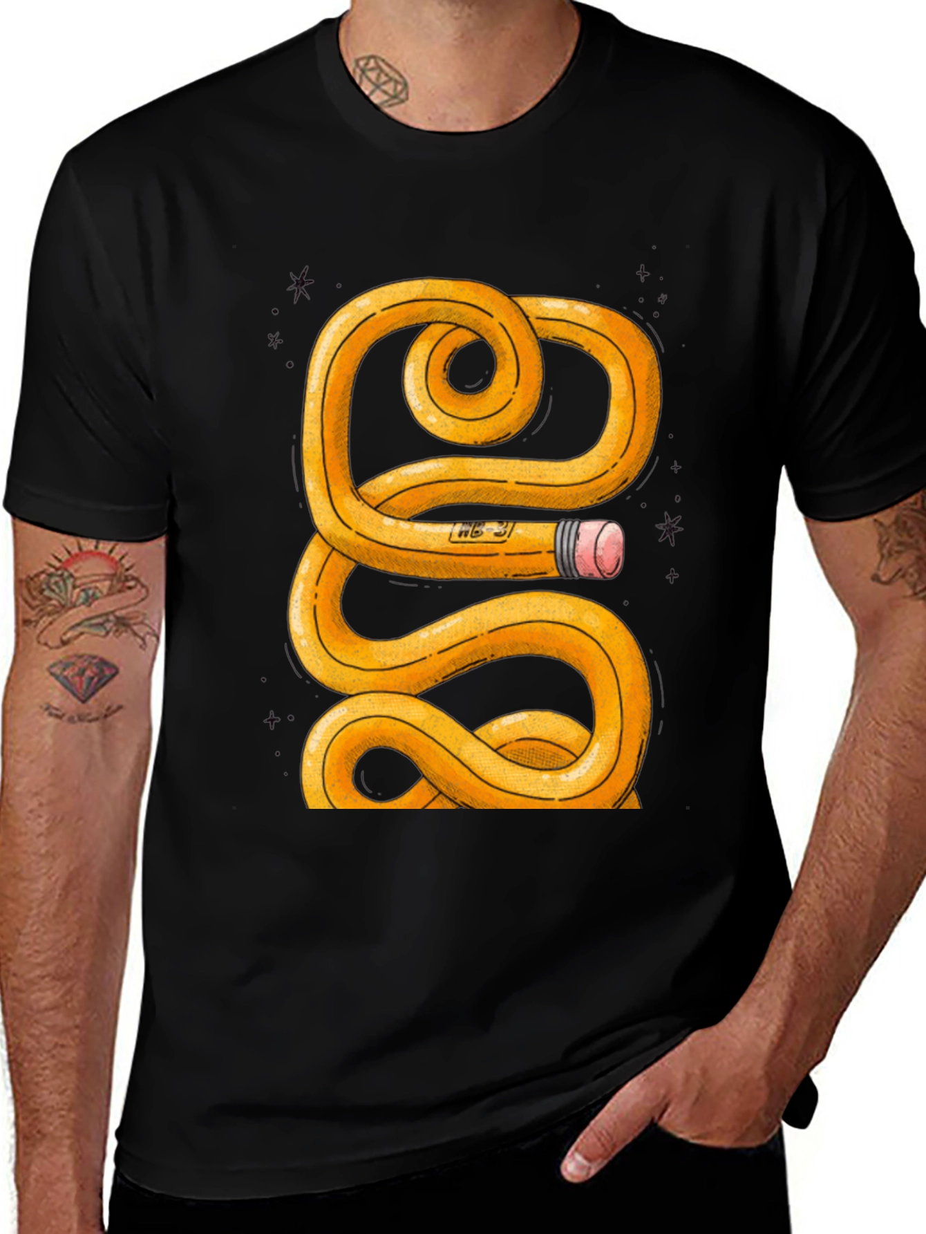 Twisted Pencil Graphic T-Shirt - Artistic Design