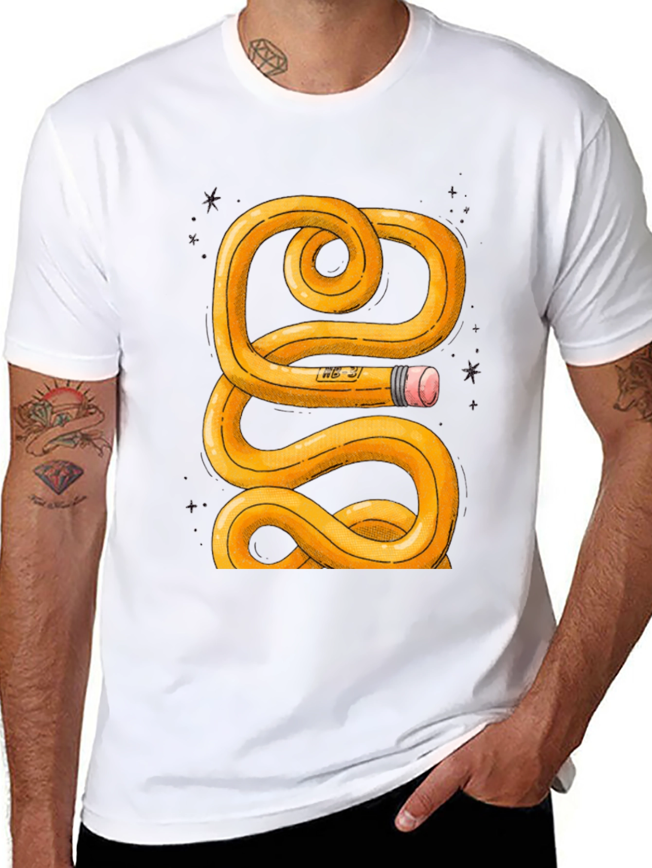 Twisted Pencil Graphic T-Shirt - Artistic Design