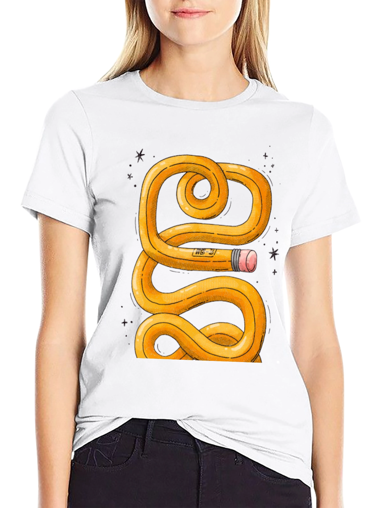 Twisted Pencil Graphic T-Shirt - Artistic Design