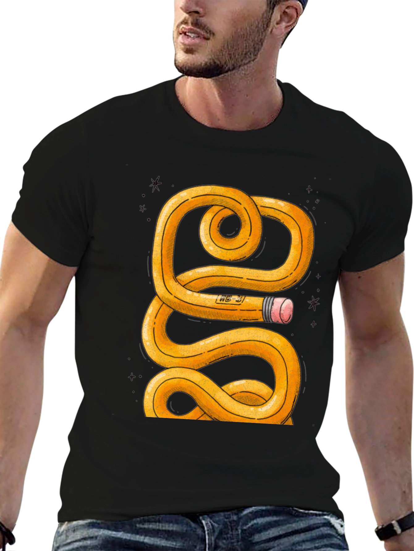 Twisted Pencil Graphic T-Shirt - Artistic Design