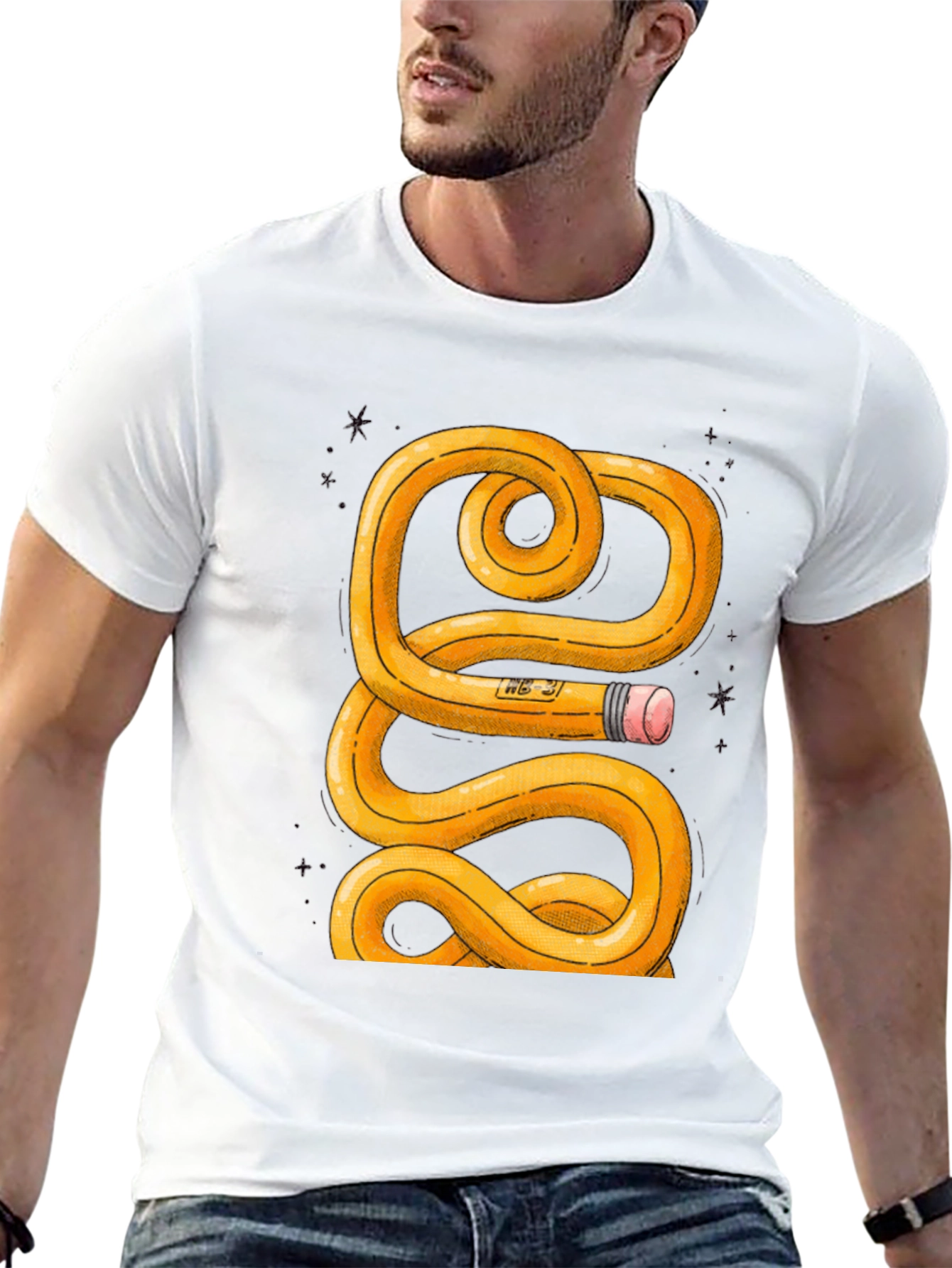 Twisted Pencil Graphic T-Shirt - Artistic Design