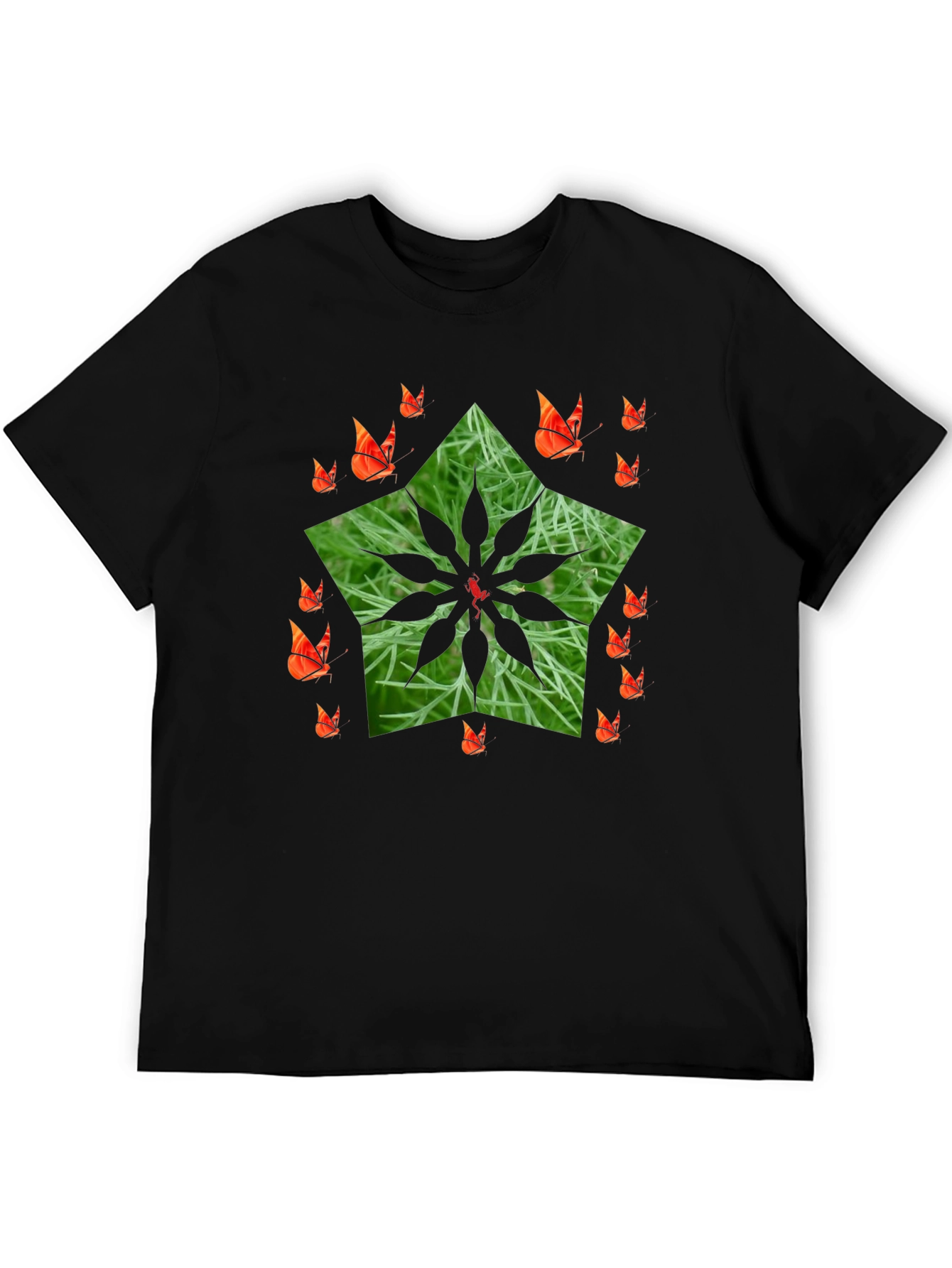 Nature Star Butterfly Black T-Shirt
