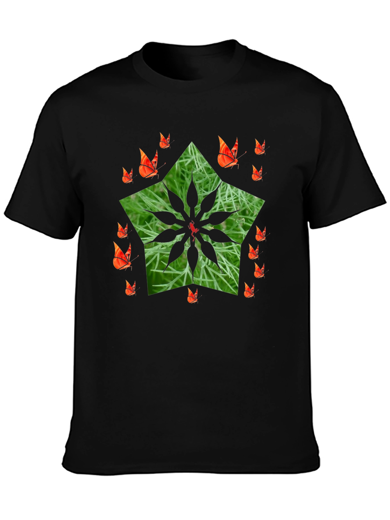 Nature Star Butterfly Black T-Shirt