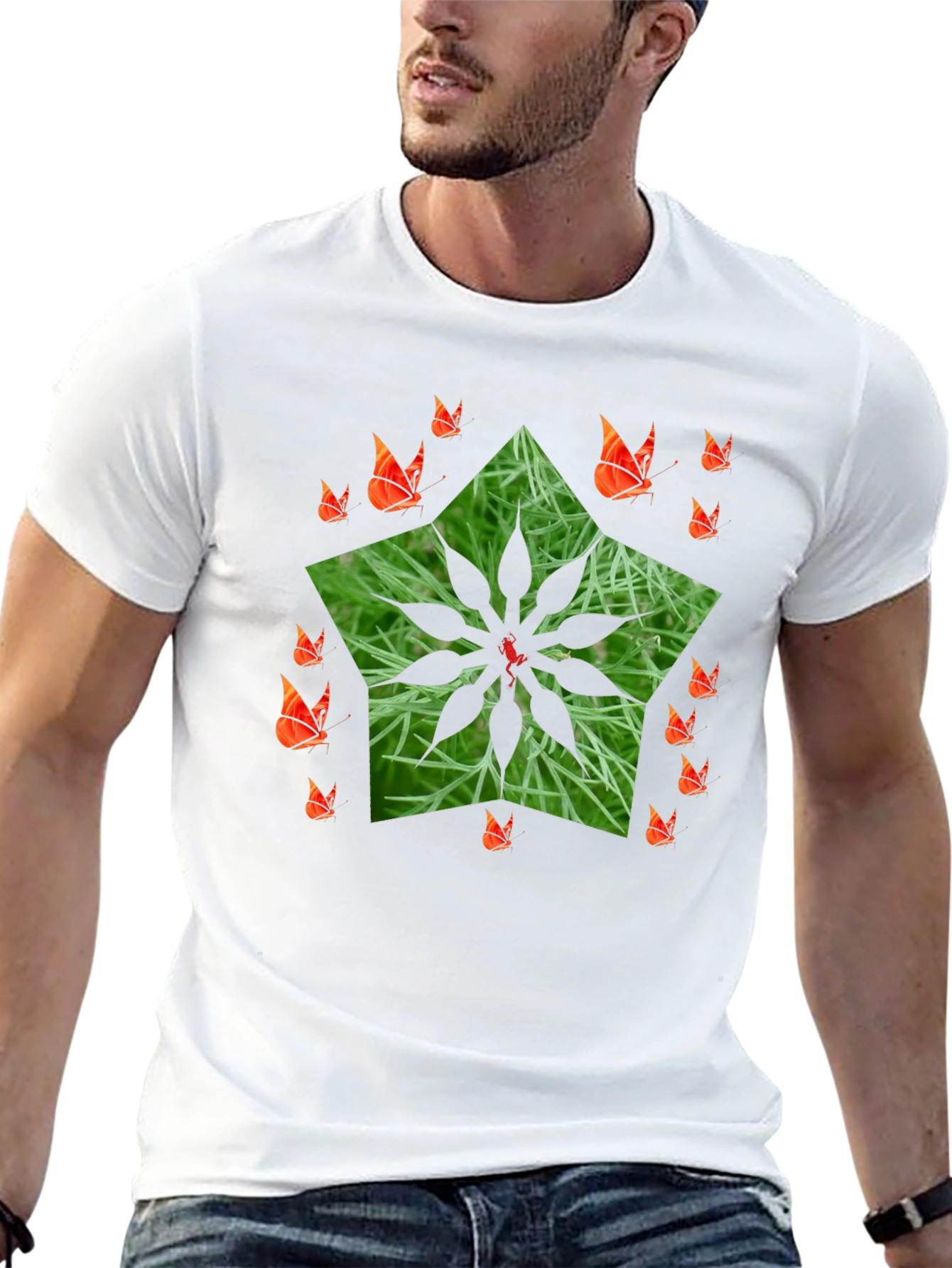 Nature Star Butterfly Black T-Shirt