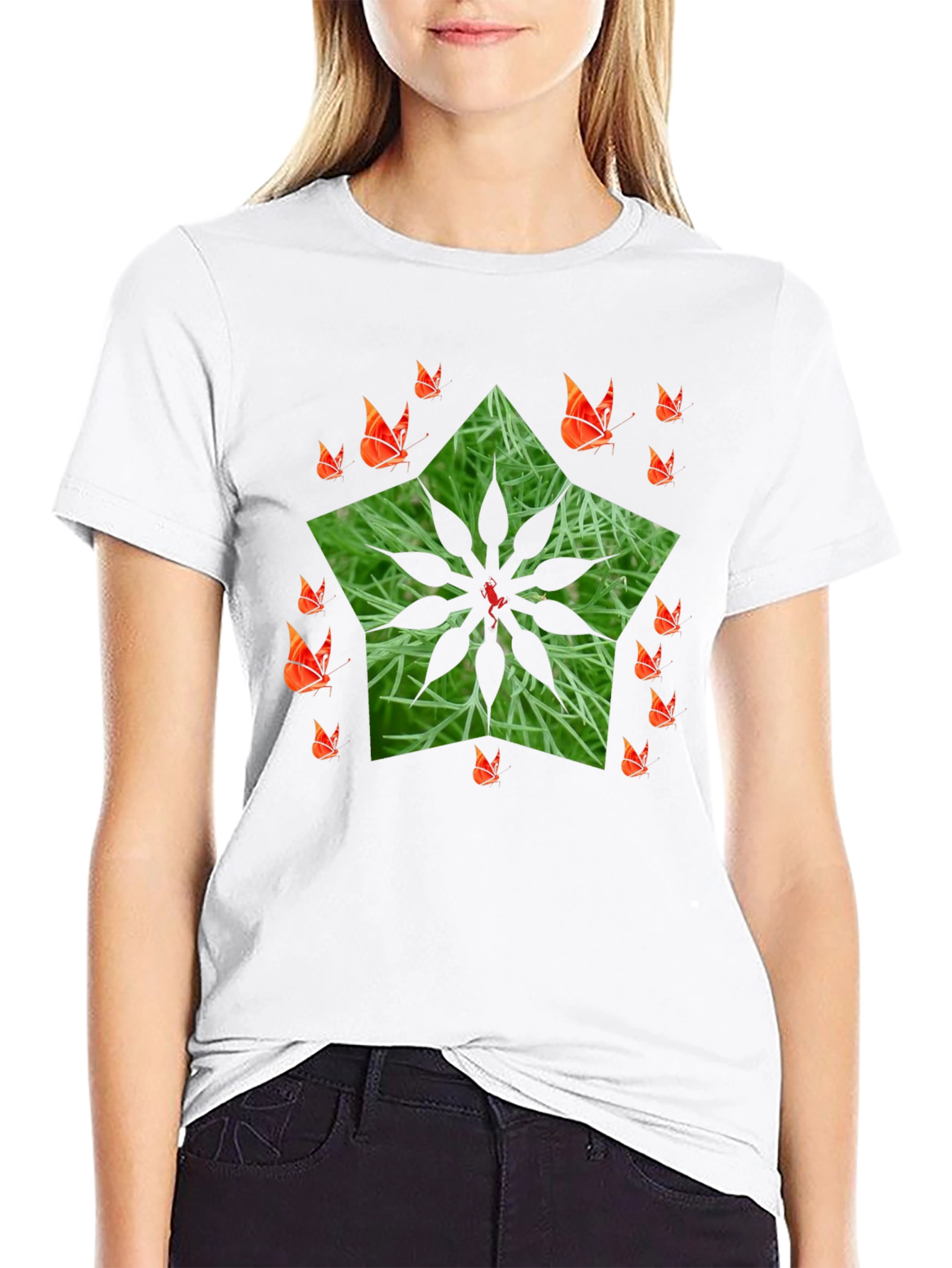 Nature Star Butterfly Black T-Shirt