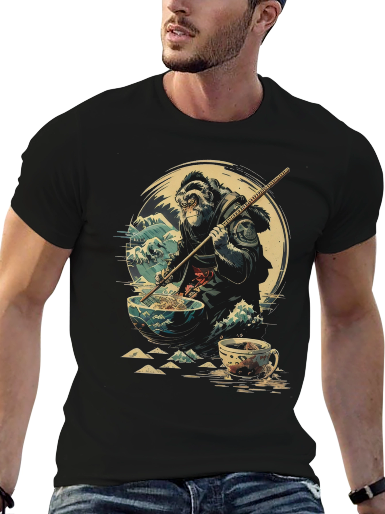 Monkey Ramen Graphic Tee - Unique Anime Style Shirt