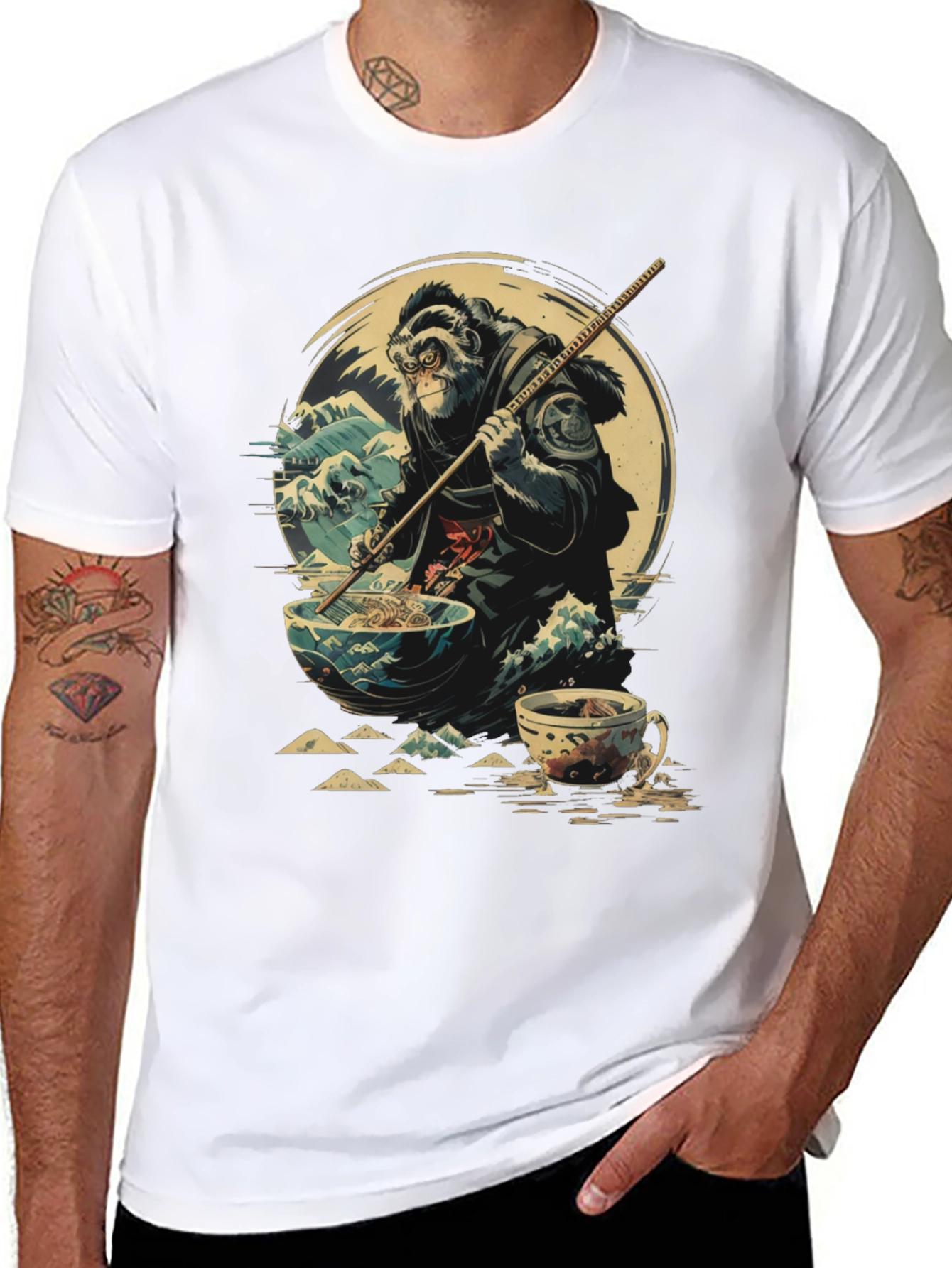 Monkey Ramen Graphic Tee - Unique Anime Style Shirt