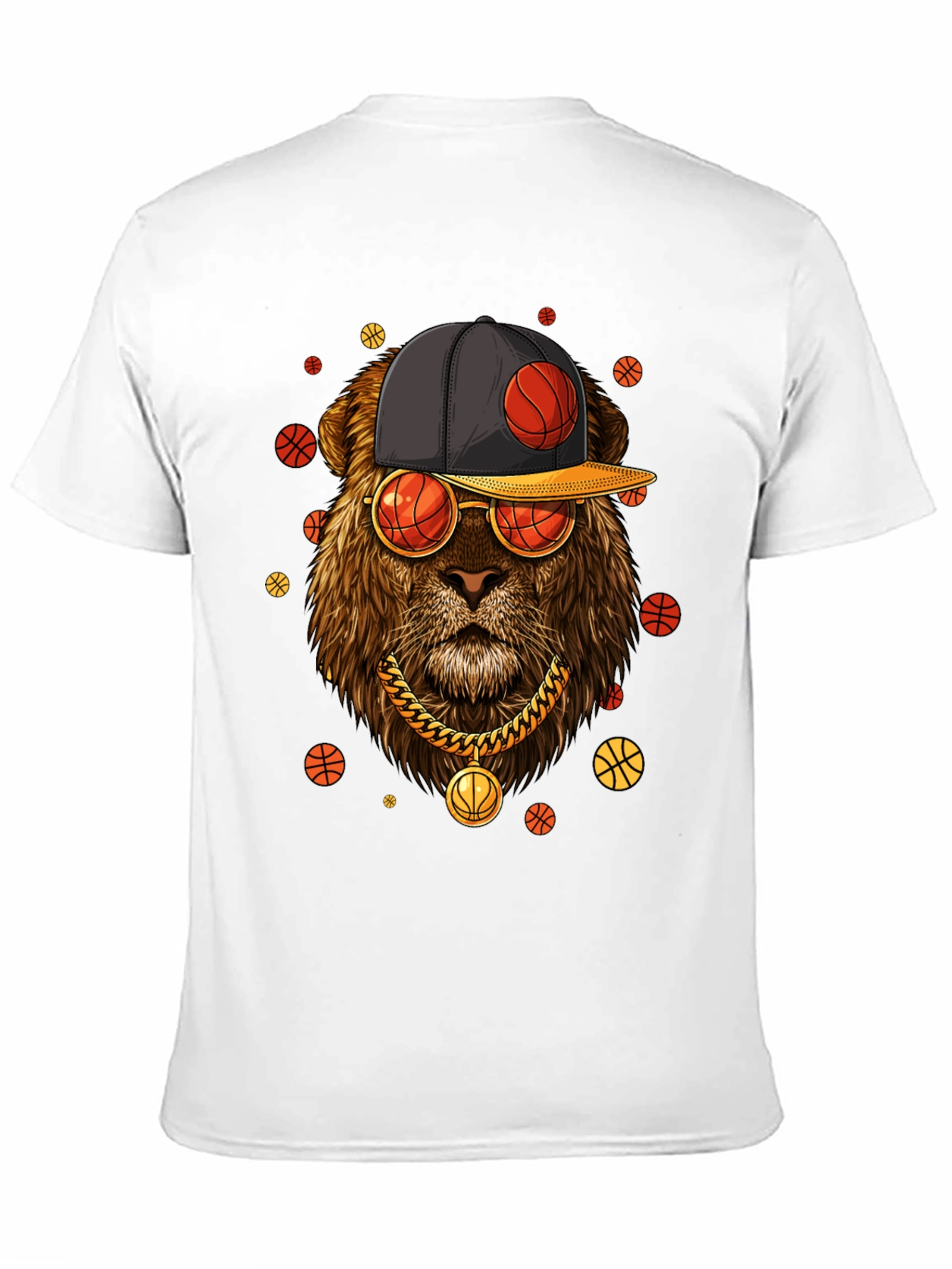 Lion with Basketball Hat & Glasses T-Shirt