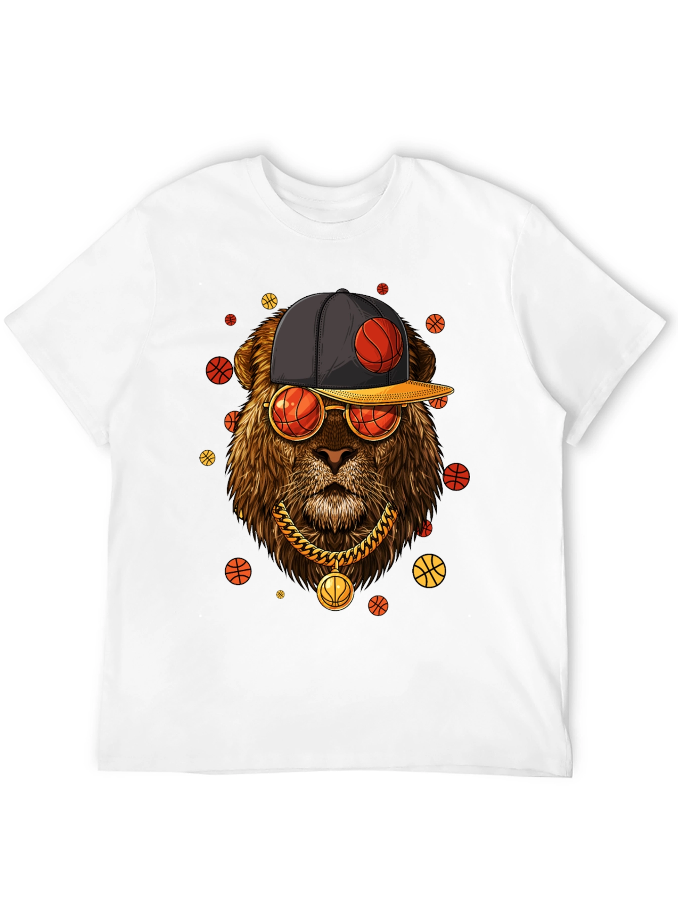 Lion with Basketball Hat & Glasses T-Shirt