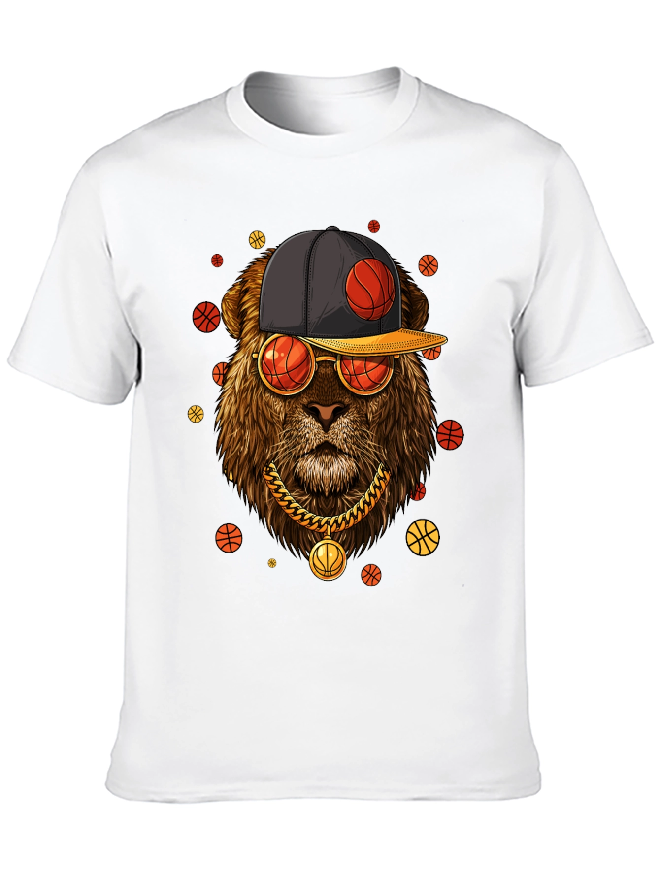 Lion with Basketball Hat & Glasses T-Shirt