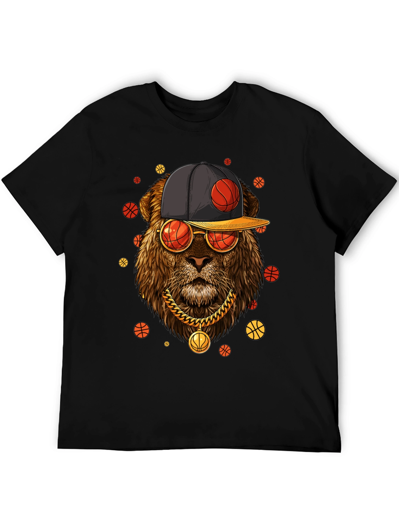 Lion with Basketball Hat & Glasses T-Shirt