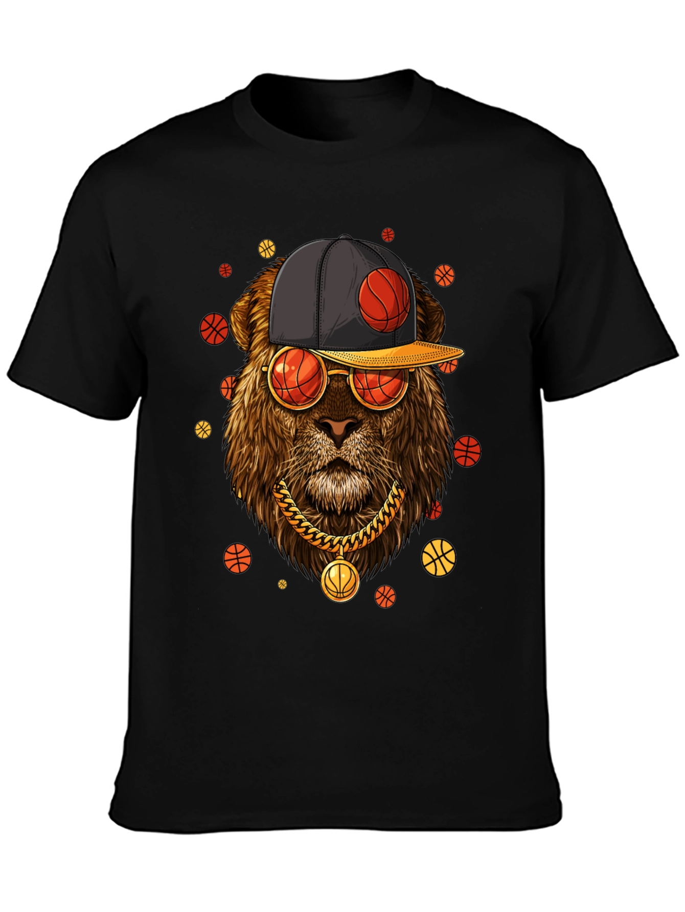 Lion with Basketball Hat & Glasses T-Shirt