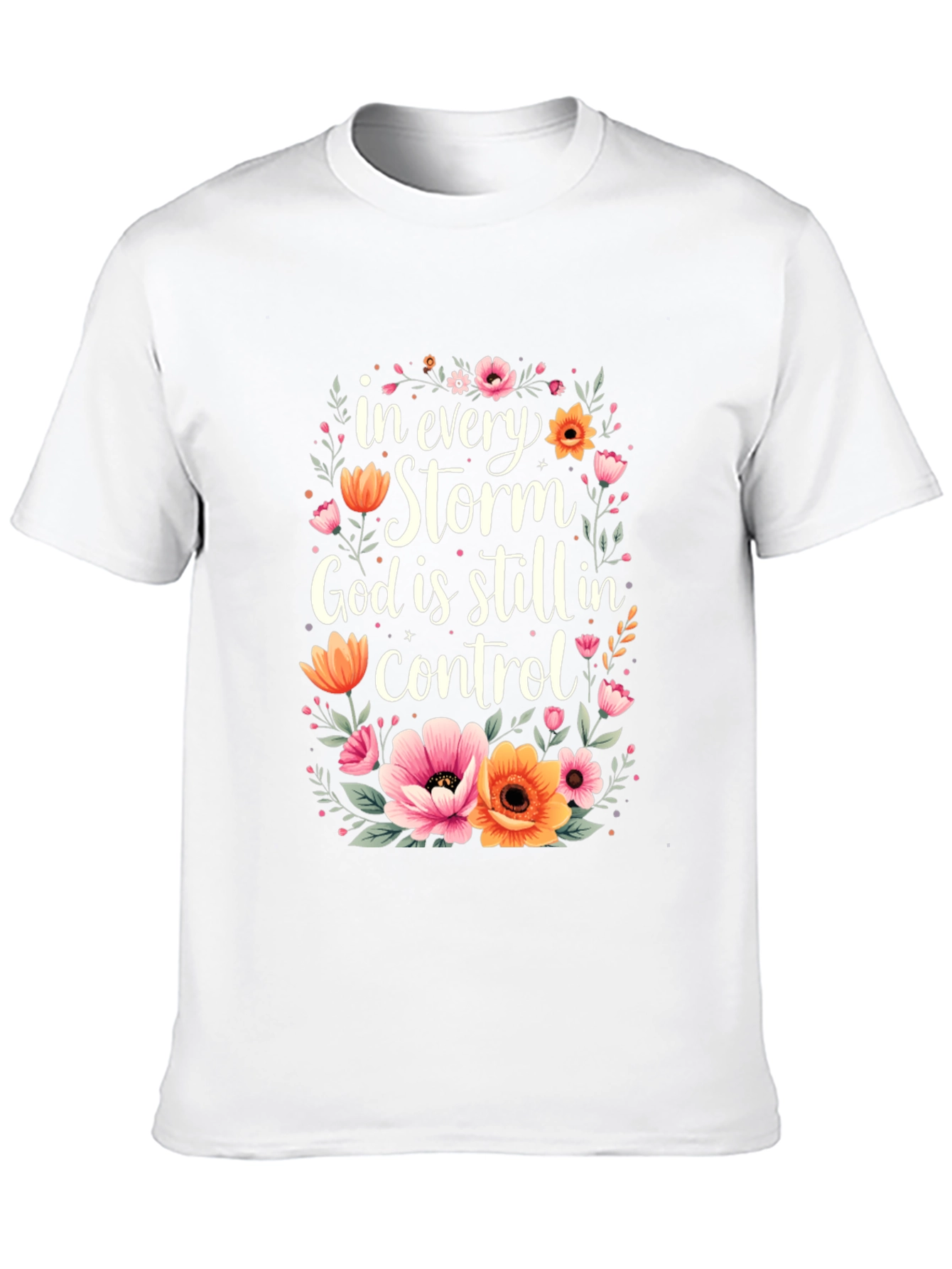 Floral God Is In Control Graphic T-Shirt