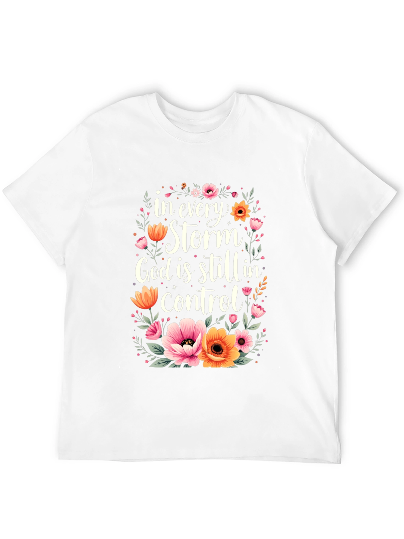 Floral God Is In Control Graphic T-Shirt