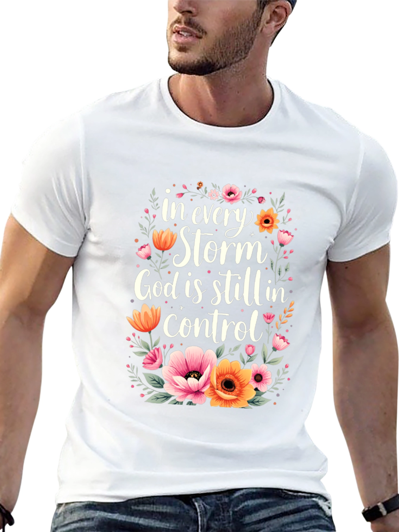 Floral God Is In Control Graphic T-Shirt