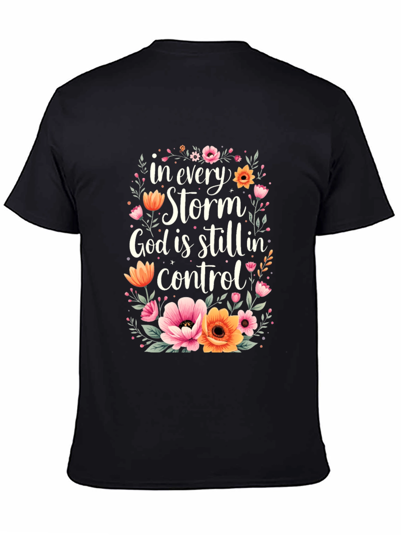 Floral God Is In Control Graphic T-Shirt