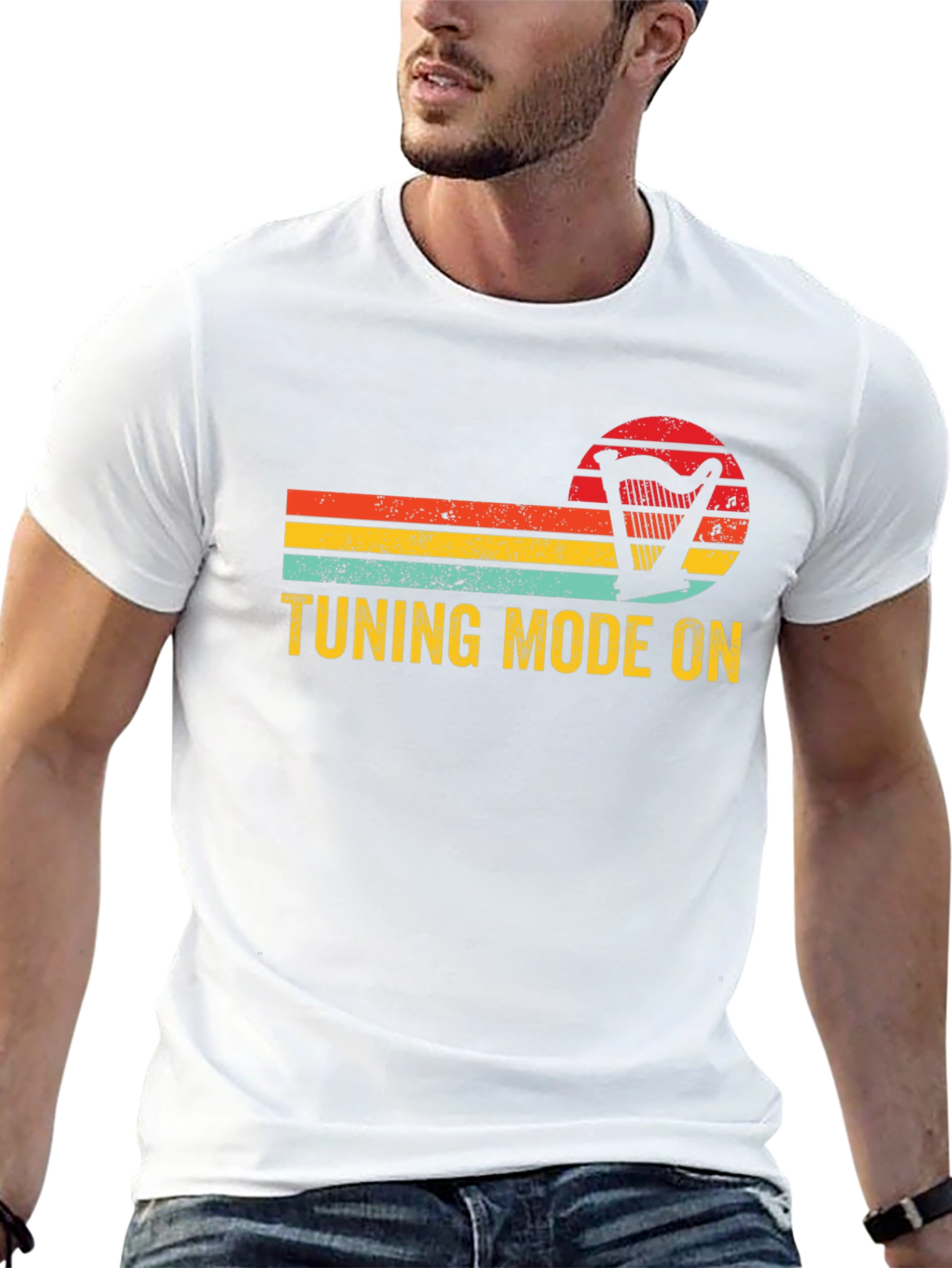 Tuning Mode On Harp Retro T-Shirt - Musician Gift