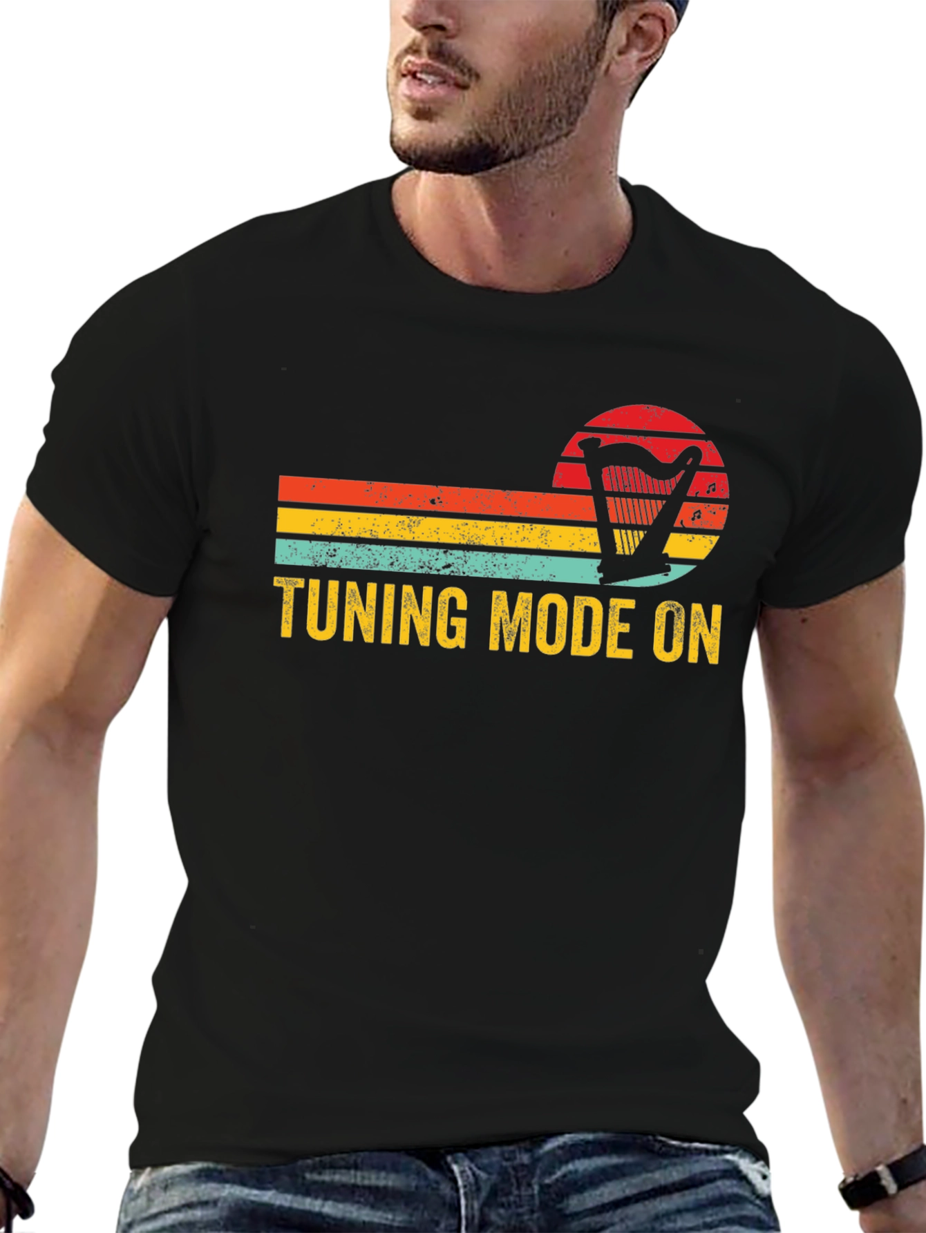 Tuning Mode On Harp Retro T-Shirt - Musician Gift