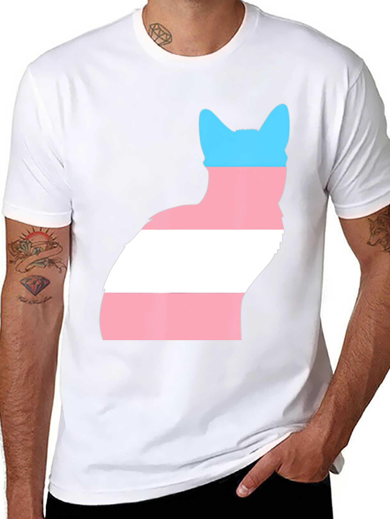 Transgender Pride Cat T-Shirt - Black