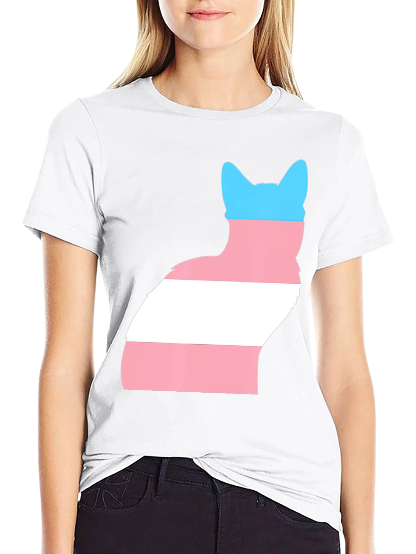 Transgender Pride Cat T-Shirt - Black