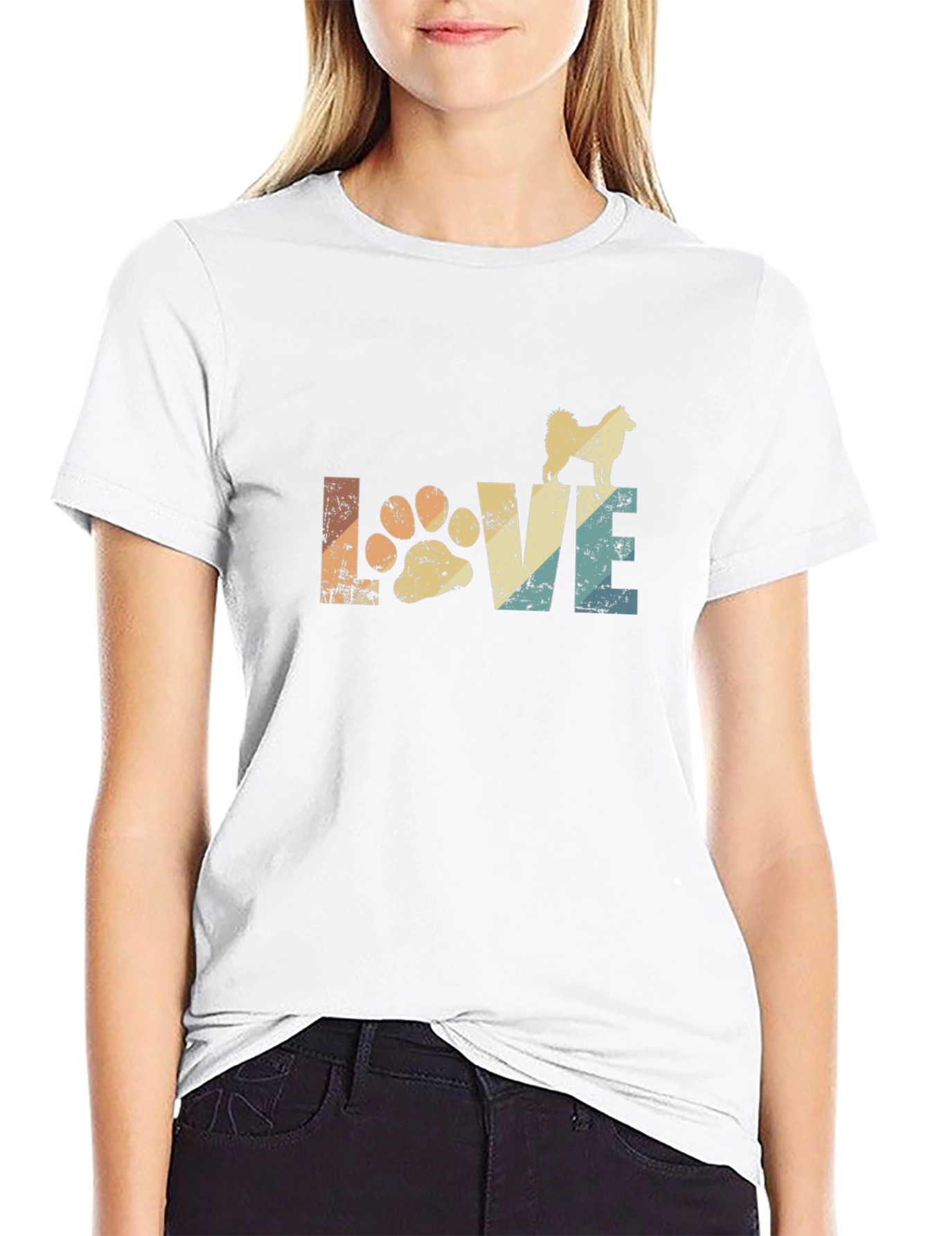 Love Dog Paw T-Shirt Retro Style