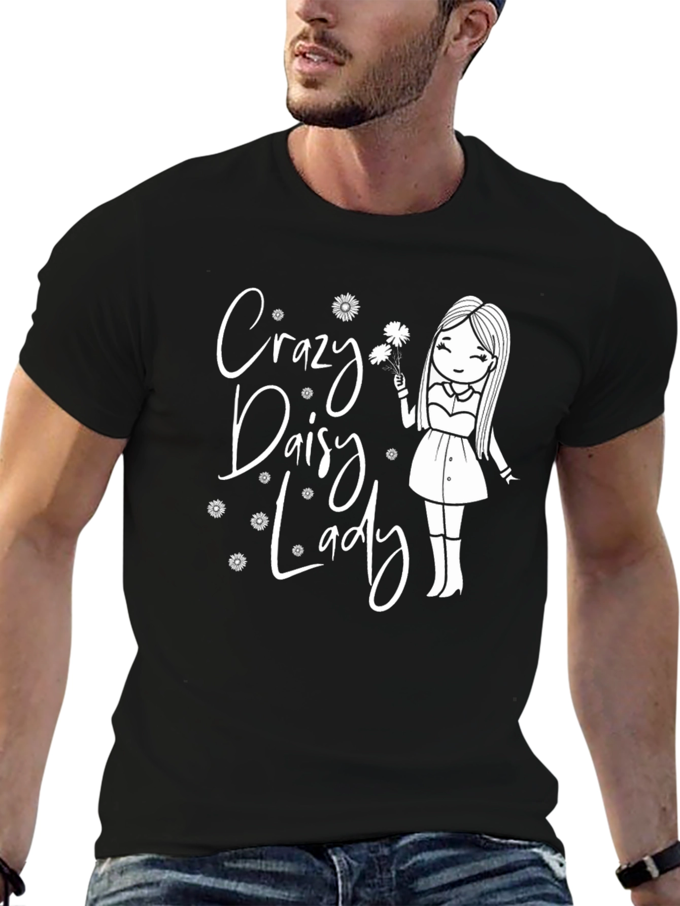 Crazy Daisy Lady Graphic T-Shirt - Black