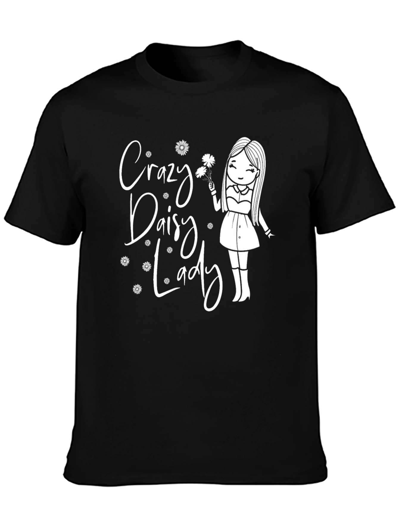 Crazy Daisy Lady Graphic T-Shirt - Black