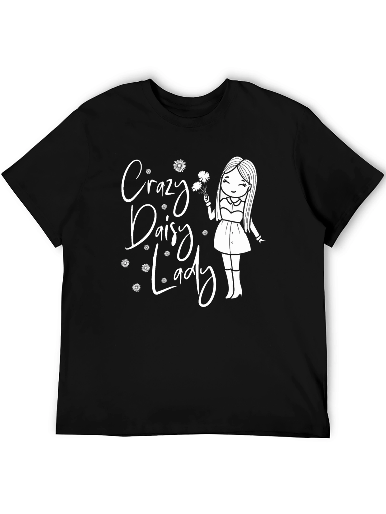 Crazy Daisy Lady Graphic T-Shirt - Black