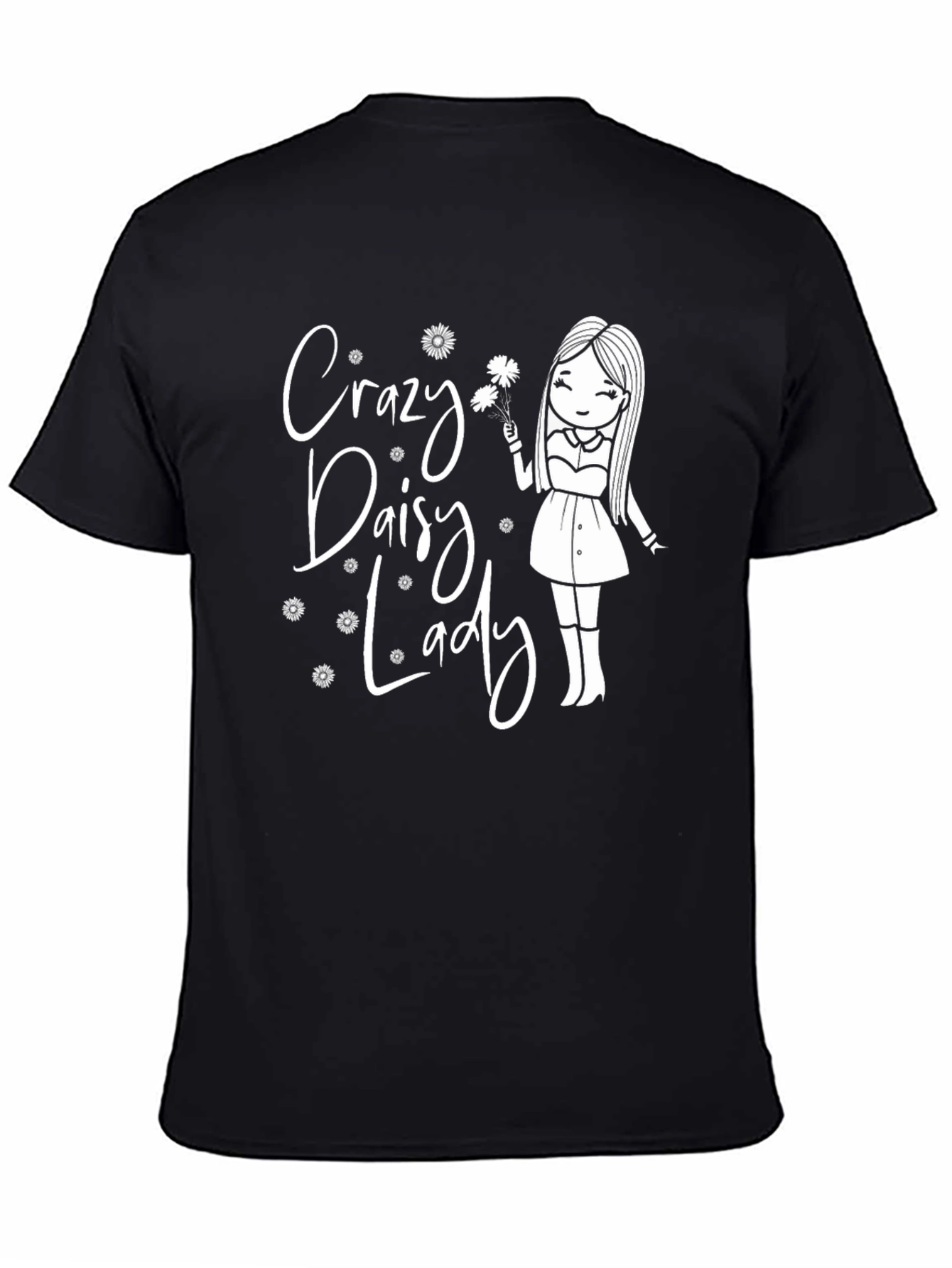 Crazy Daisy Lady Graphic T-Shirt - Black