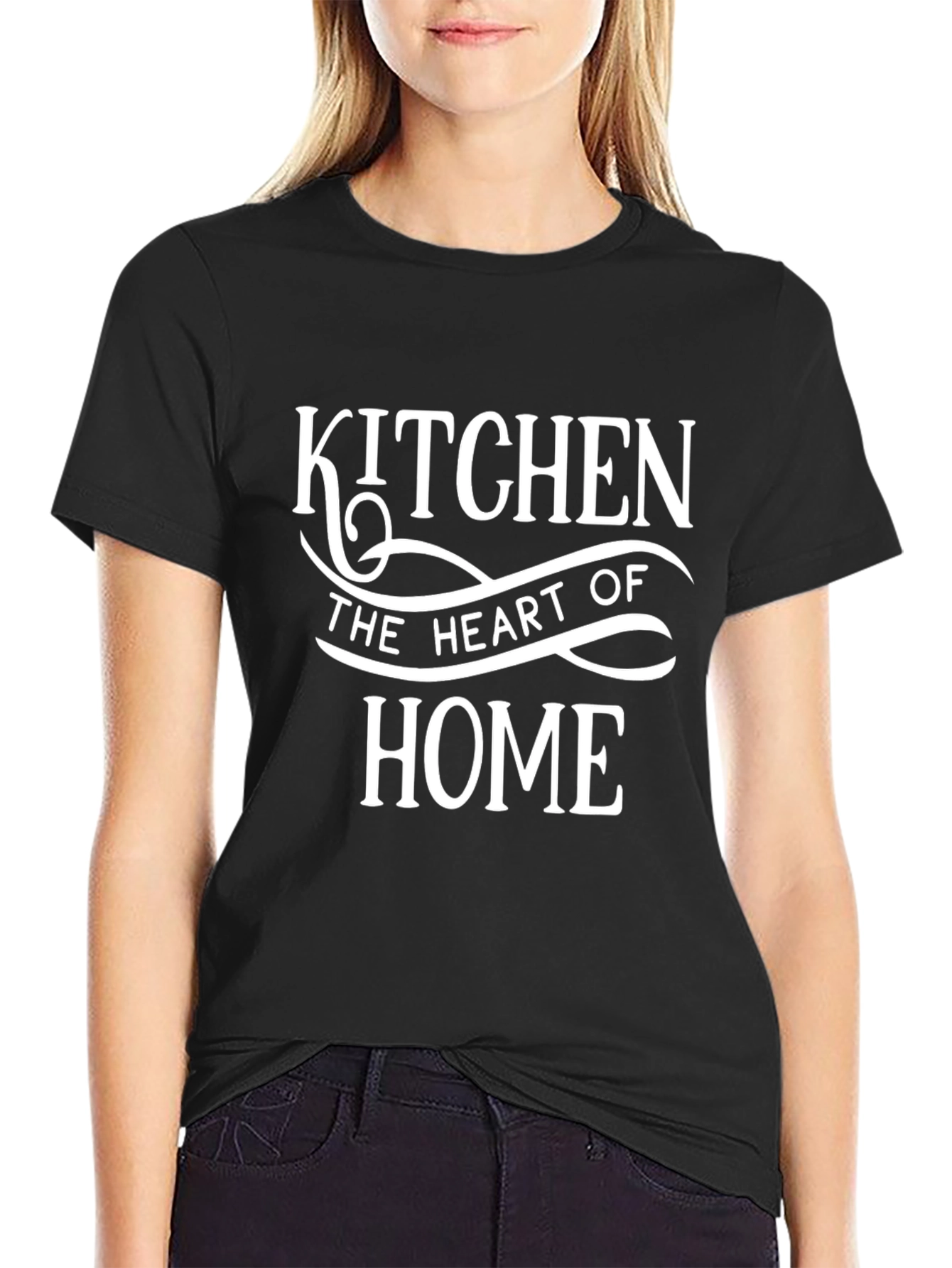 Kitchen Heart of Home Black Crewneck T-shirt
