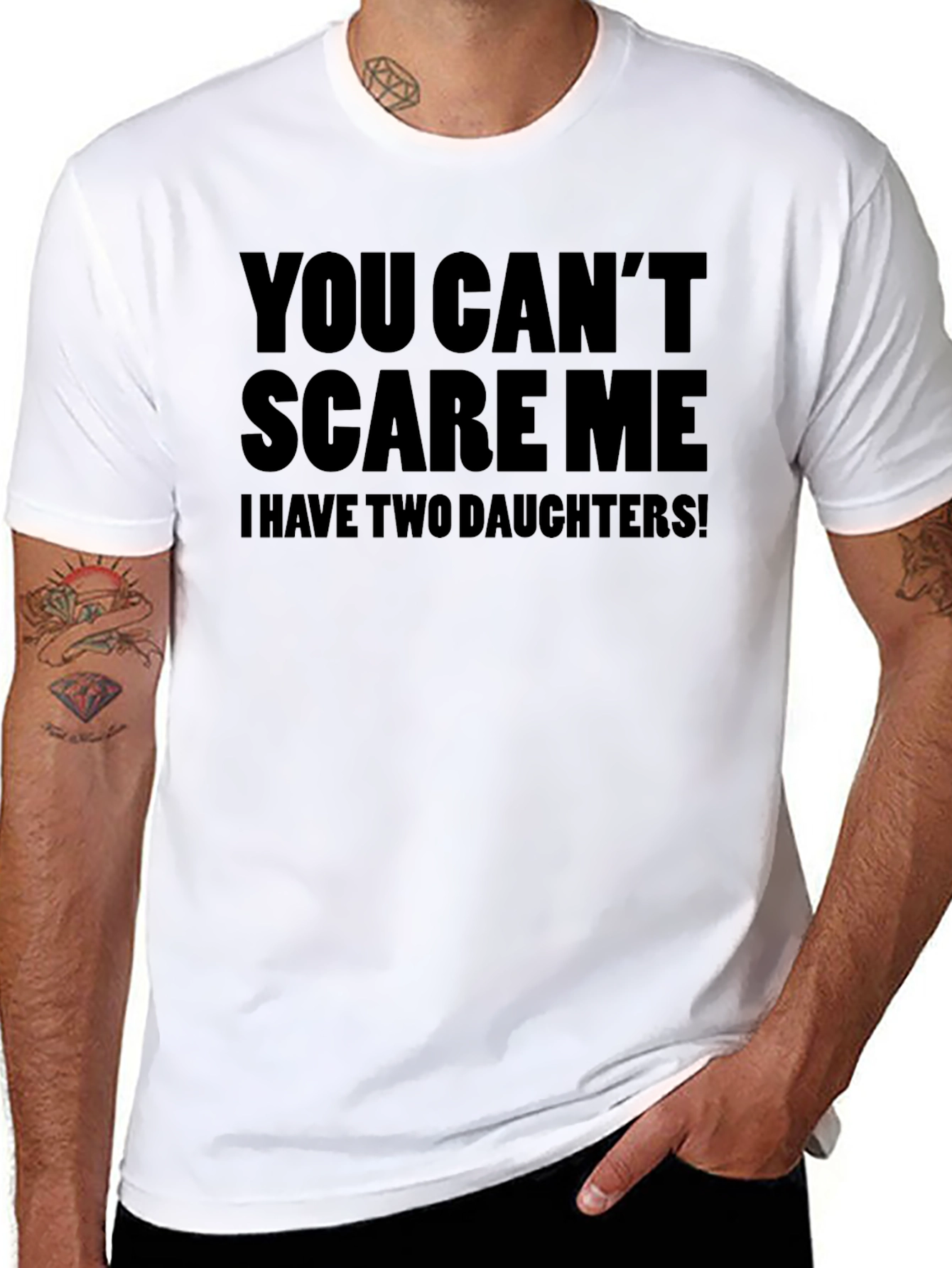 Dads Two Daughters Graphic Tee - Black