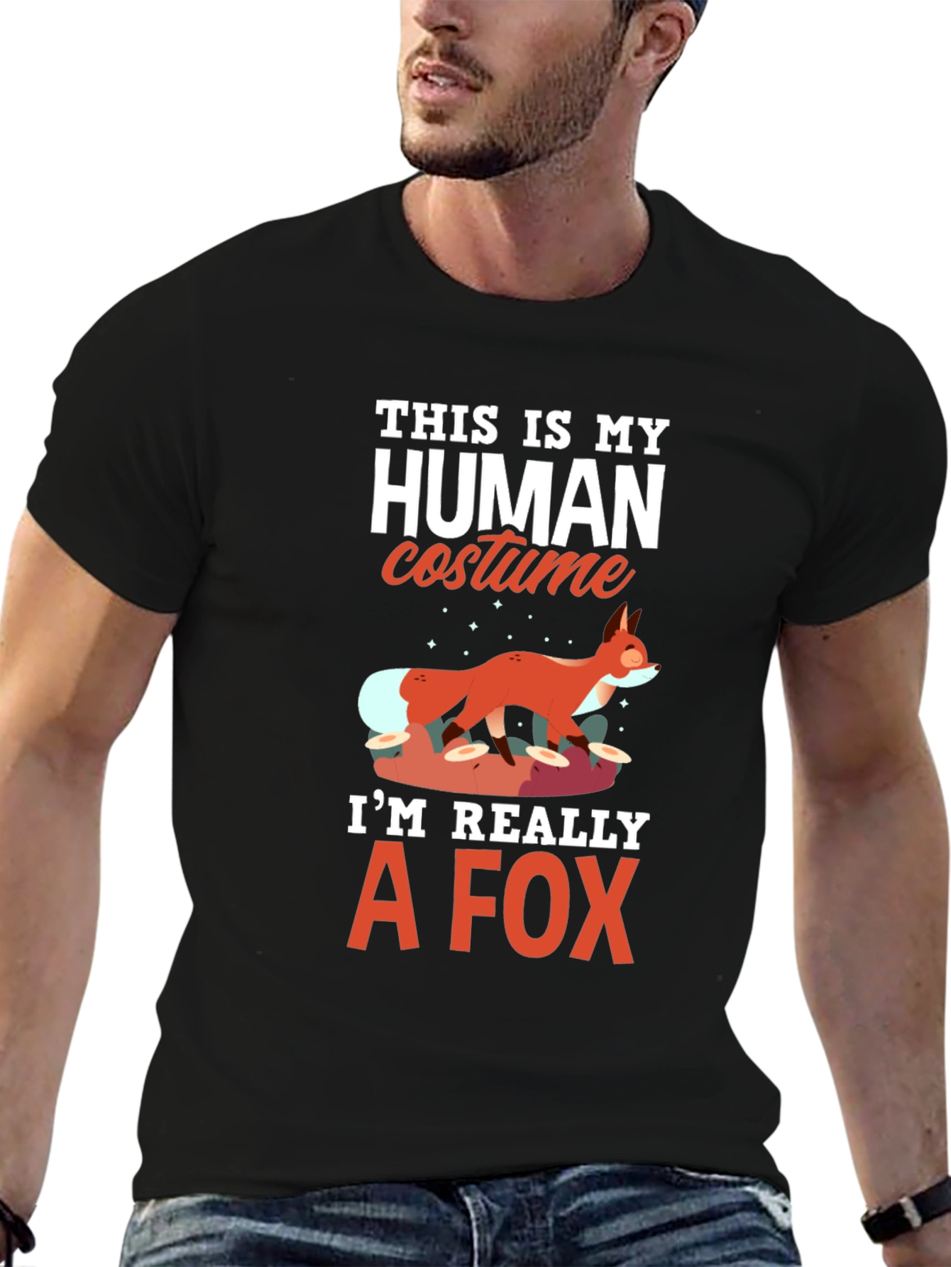 Human Costume Funny Fox Graphic Tee