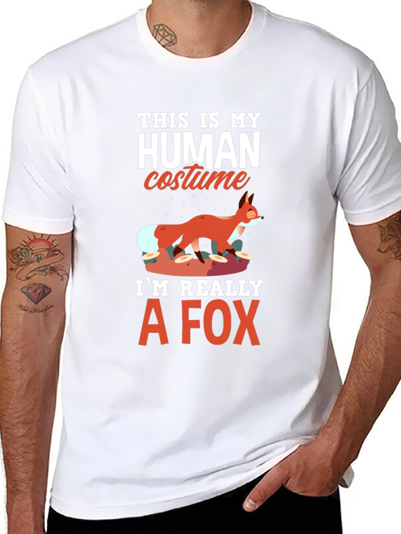 Human Costume Funny Fox Graphic Tee