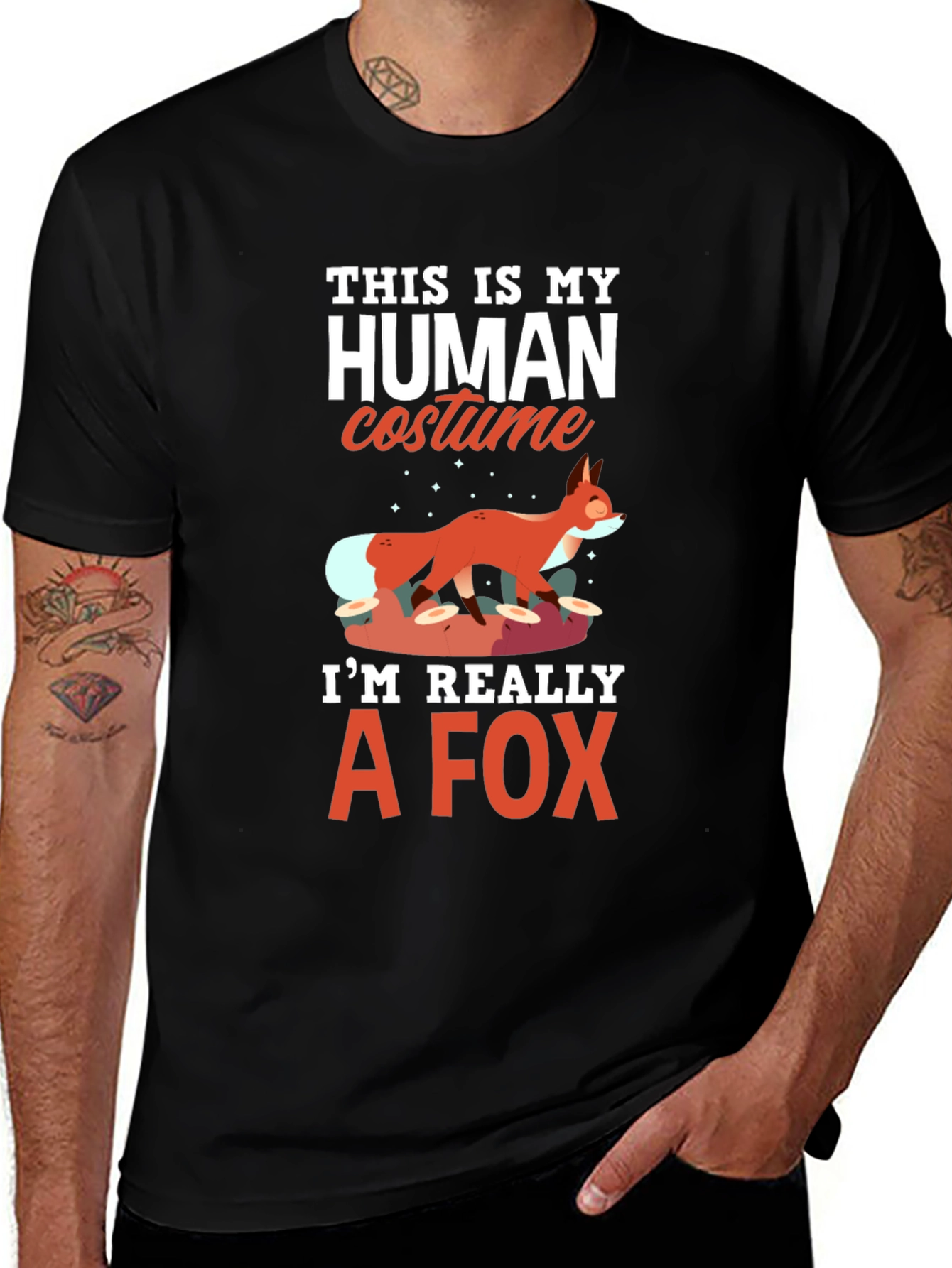 Human Costume Funny Fox Graphic Tee