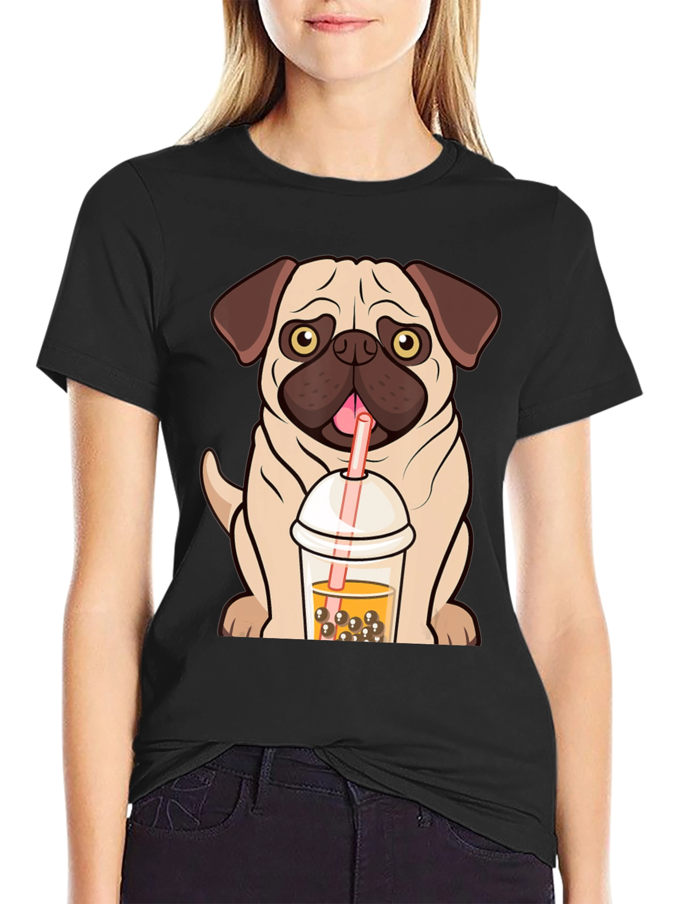 Pug Boba Tea Graphic Tee - Cute Dog T-Shirt