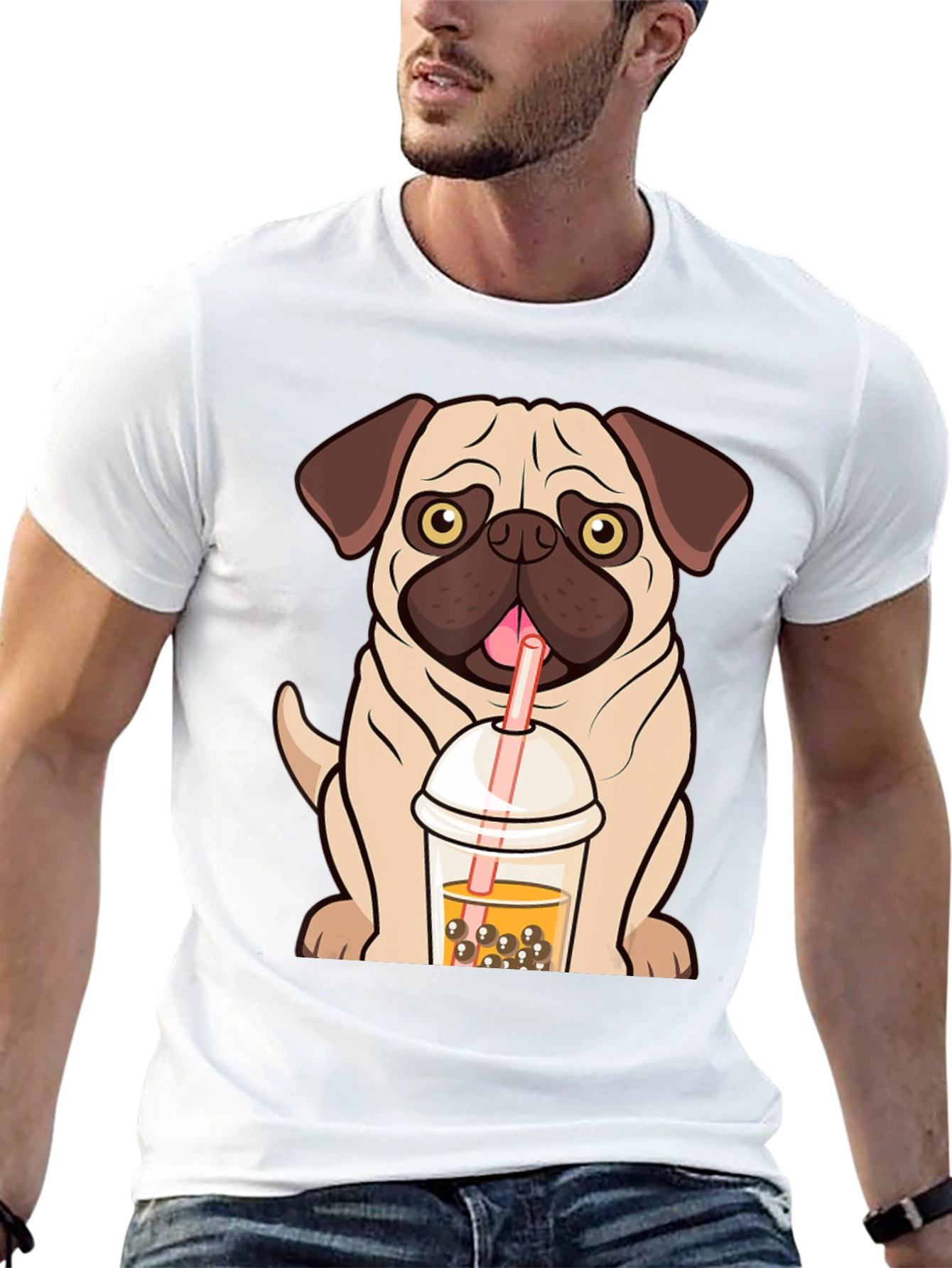 Pug Boba Tea Graphic Tee - Cute Dog T-Shirt