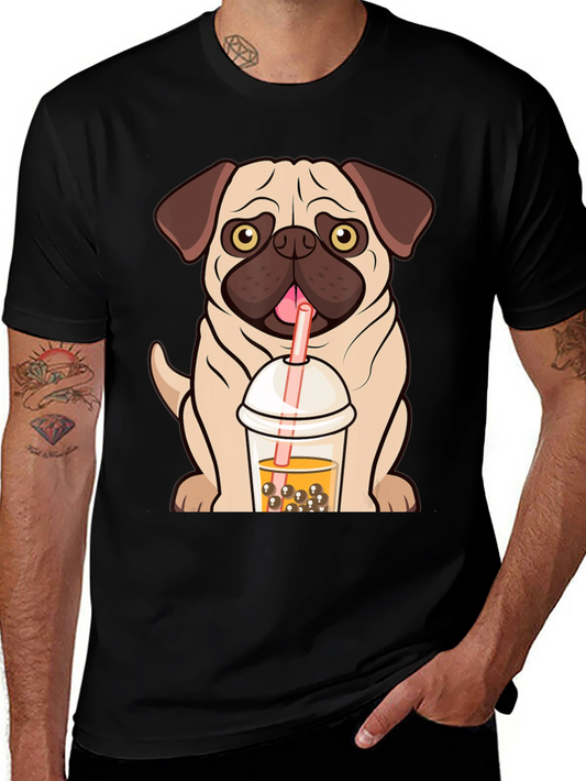 Pug Boba Tea Graphic Tee - Cute Dog T-Shirt