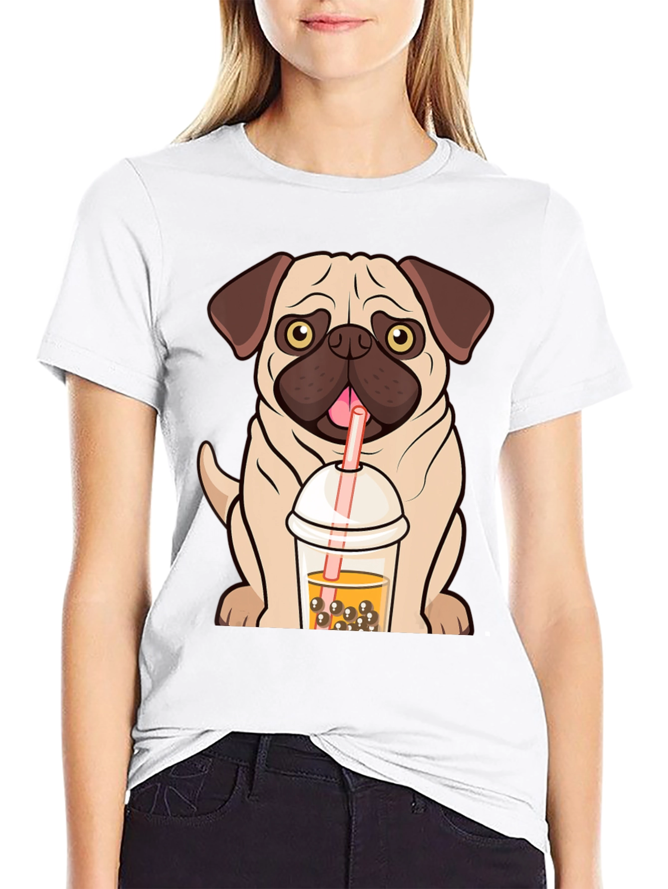 Pug Boba Tea Graphic Tee - Cute Dog T-Shirt