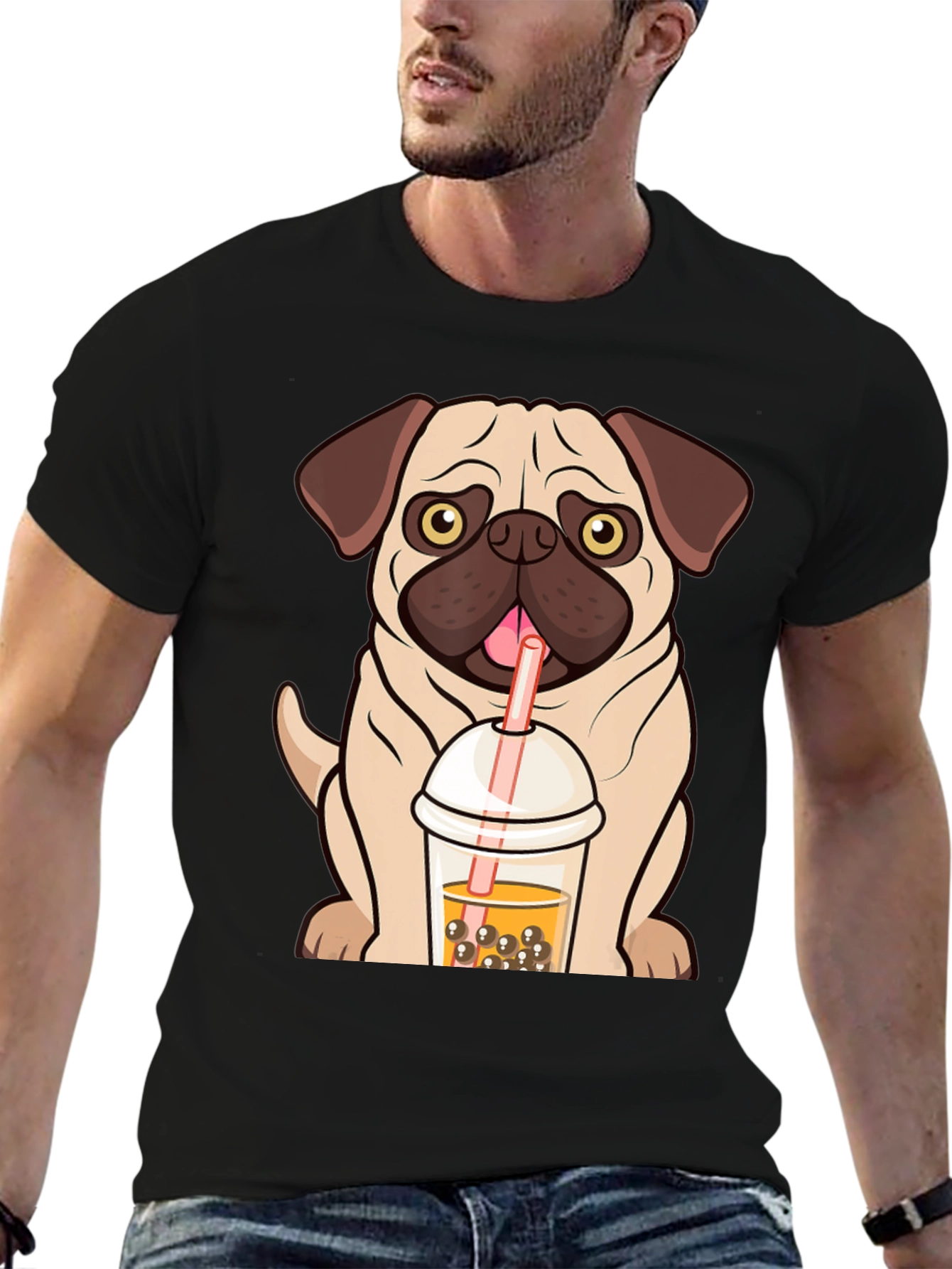 Pug Boba Tea Graphic Tee - Cute Dog T-Shirt