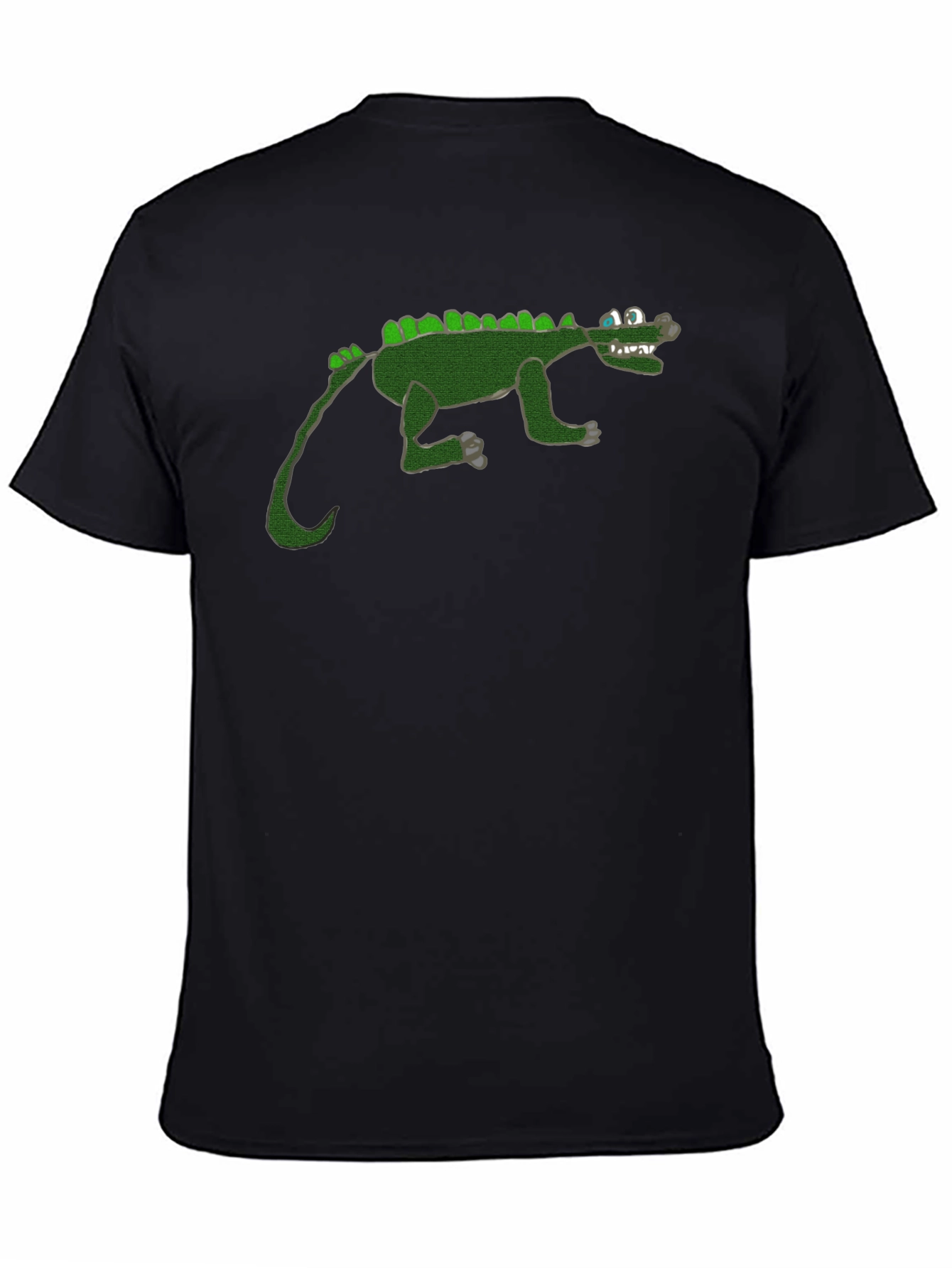 Cartoon Crocodile Graphic Black T-Shirt