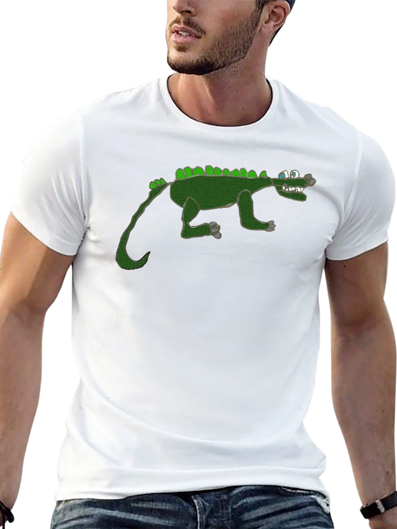 Cartoon Crocodile Graphic Black T-Shirt