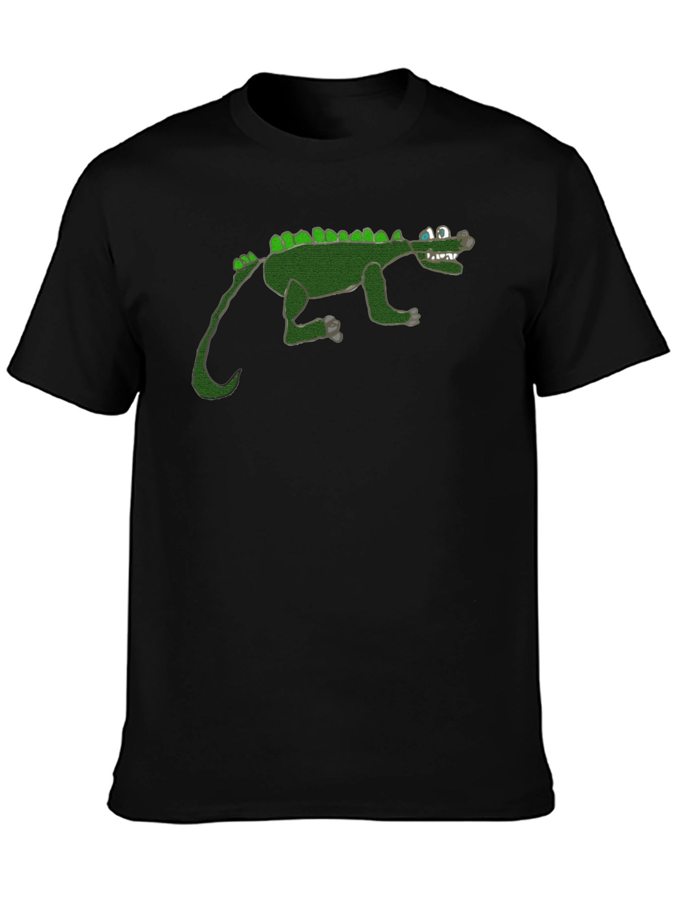 Cartoon Crocodile Graphic Black T-Shirt